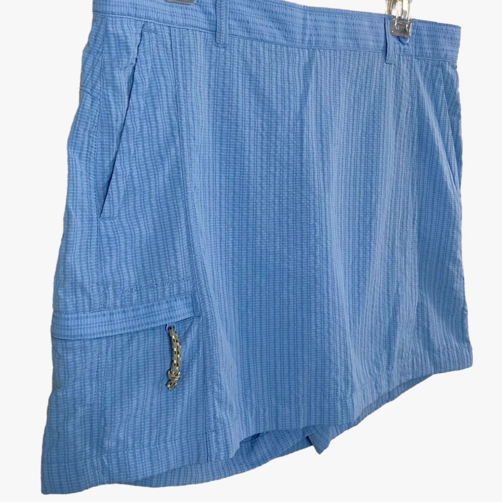 Vintage Columbia PFG Active Cargo Skort Women's Medium Blue Seersucker Nylon Comfort Fit Size ONE SIZE - 3 Thumbnail