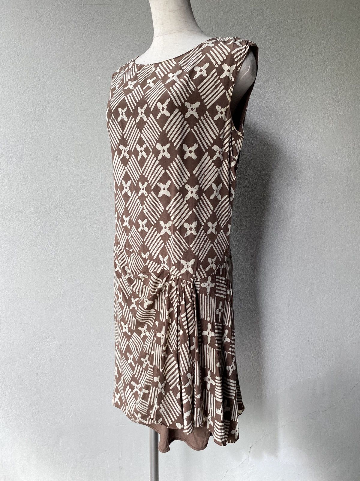 Valentino Valentino Boutique Brown and White Print Mini Dress Size ONE SIZE - 13 Thumbnail