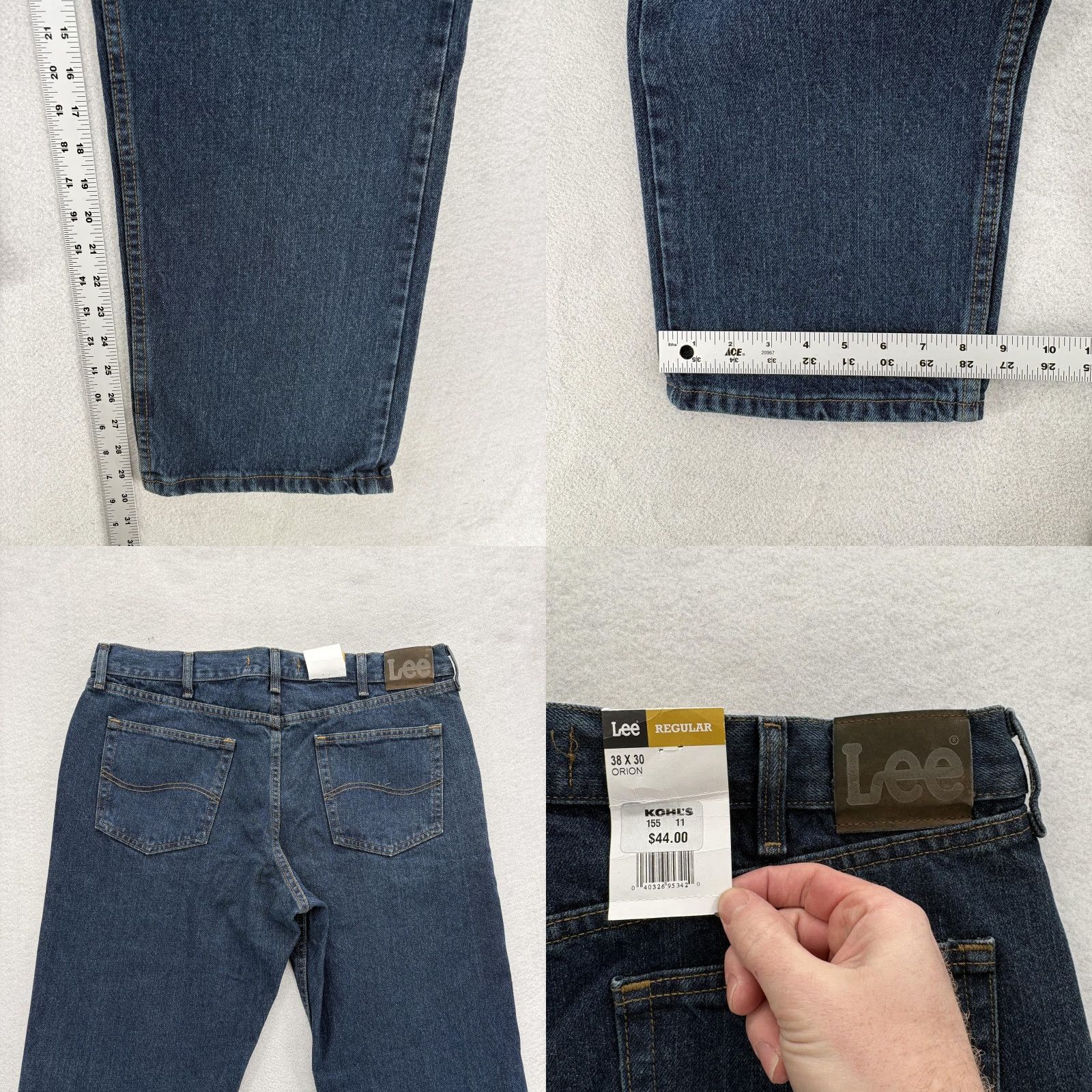 Lee Lee Regular Fit Jeans Mens 38x30 Blue Dark Wash Denim Straight Leg NWT Casual Size US 38 / EU 54 - 8 Thumbnail