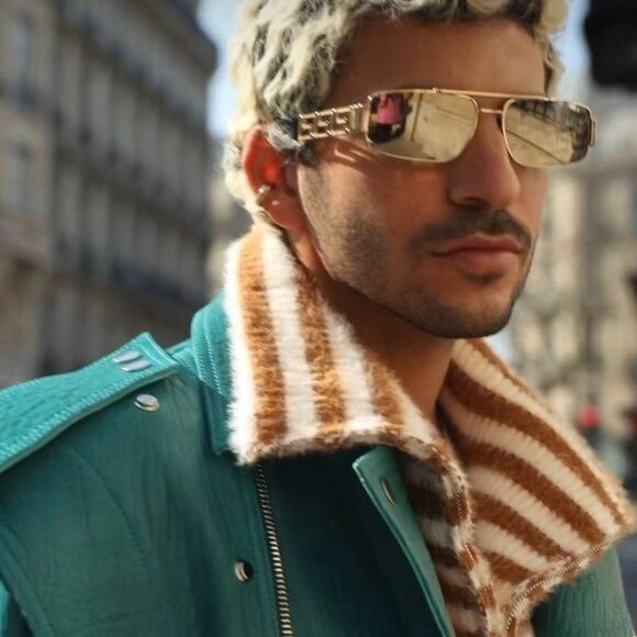 Versace Versace VE2257 10025A Sunglasses Gold Rectangle Frame Size ONE SIZE - 4 Thumbnail
