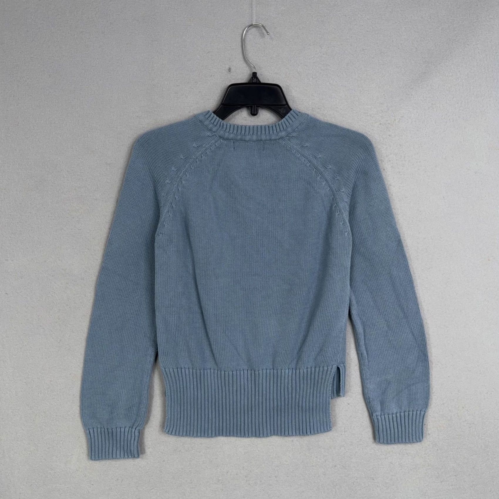 Vintage ABLE Blue Raglan Knit Sweater Womens XXS Crew Neck Casual Pullover Knit All Seasons Space: 100% Organic Cotton Size XS / US 0-2 / IT 36-38 - 7 Thumbnail