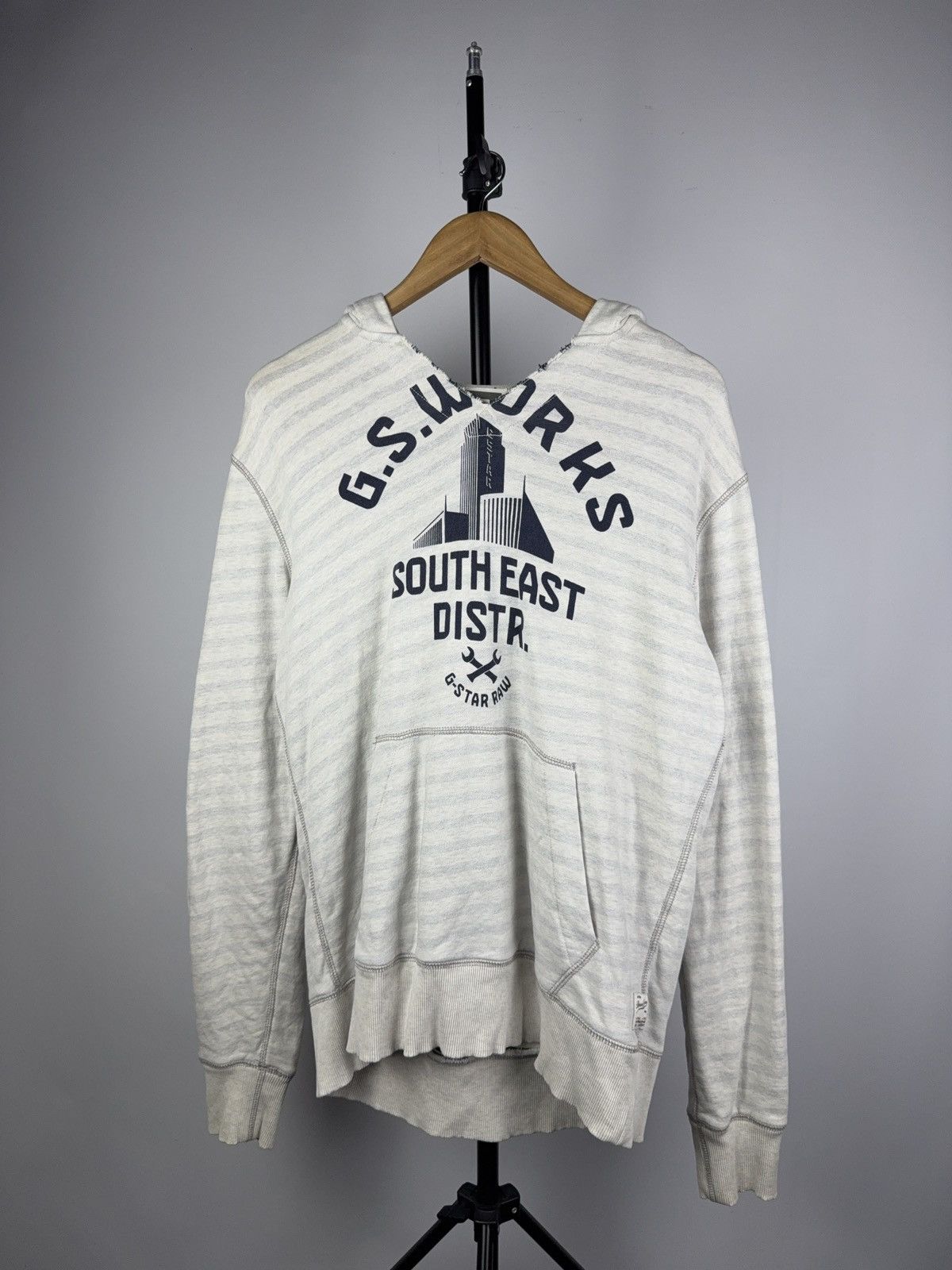 G-Star Vintage Retro 00s Big Logo G-Star Raw Stripe Hoodie Size US L / EU 52-54 / 3 - 1 Thumbnail