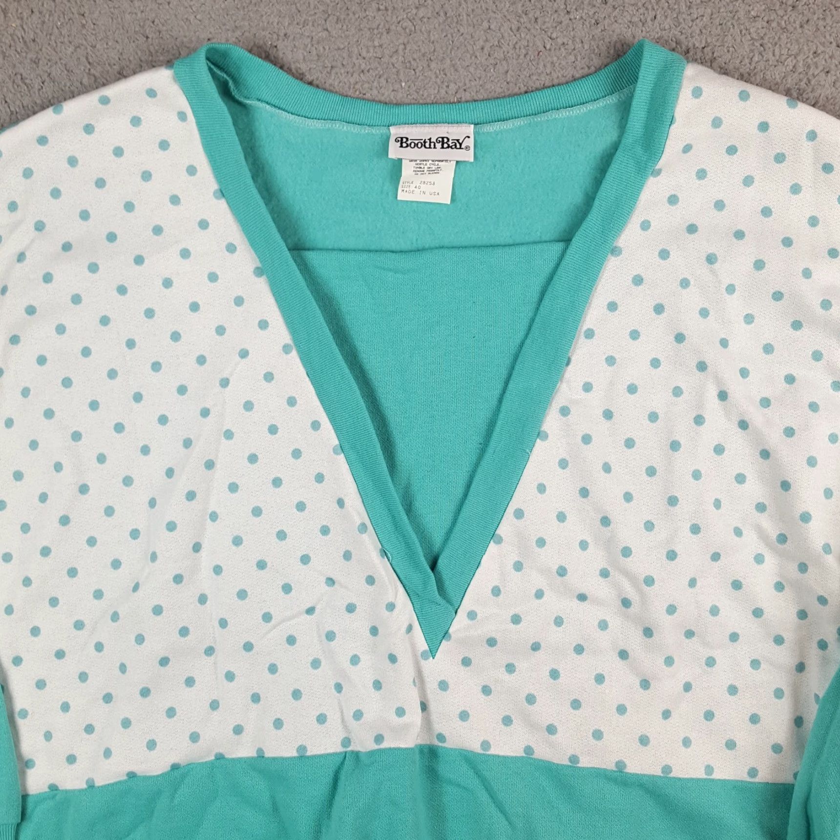 Vintage VINTAGE Booth Bay Sweatshirt Pullover Jumper 90s Blue Polka Dot V Neck Women's XL Pullover Sweatshirt Women XS? Size XL / US 12-14 / IT 48-50 - 2 Thumbnail
