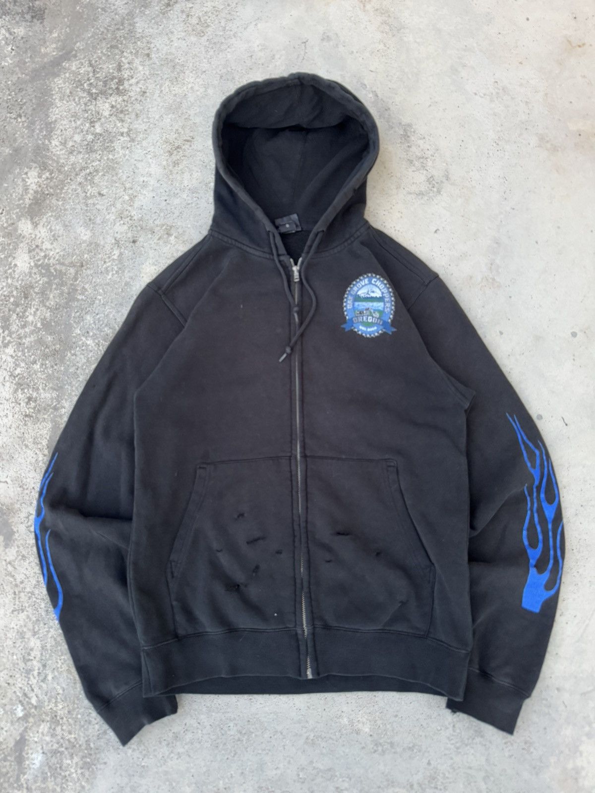 Harley Davidson Distressed Vintage Harley Davidson Styled Flames Fire Hoodie Size US S / EU 44-46 / 1 - 4 Thumbnail