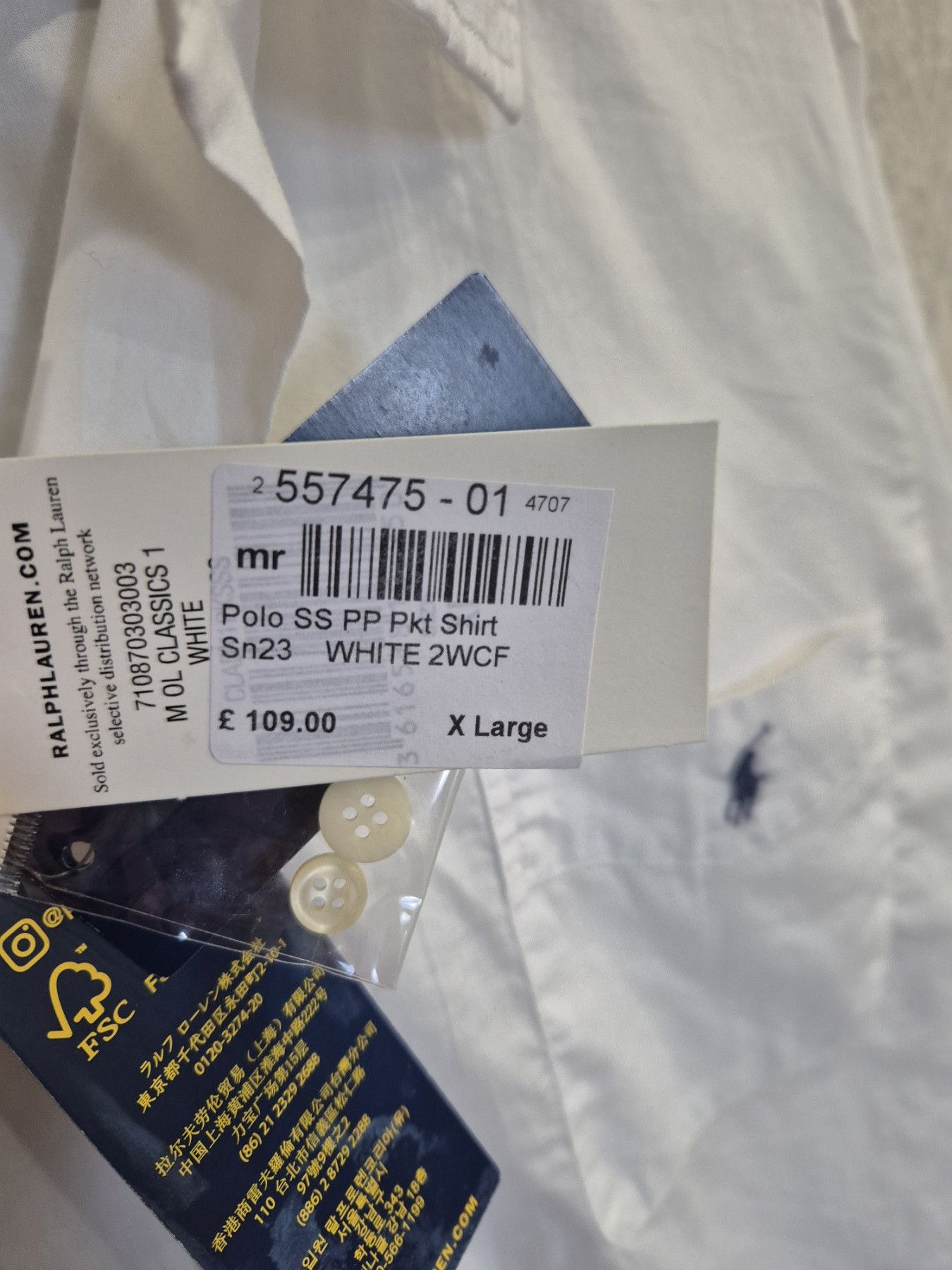 Polo Ralph Lauren Polo Ralph Lauren Shirt Men's White Classic Size US XL / EU 56 / 4 - 5 Thumbnail