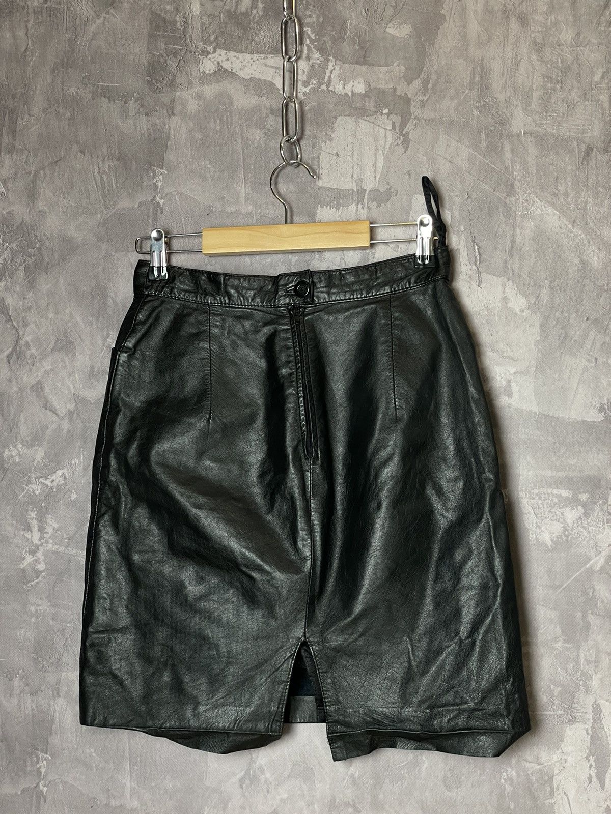 Leather × Vintage Vintage Rare 90s Avant Garde Streetwear Leather Skirt Y2K Size 32" / US 10 / IT 46 - 7 Thumbnail