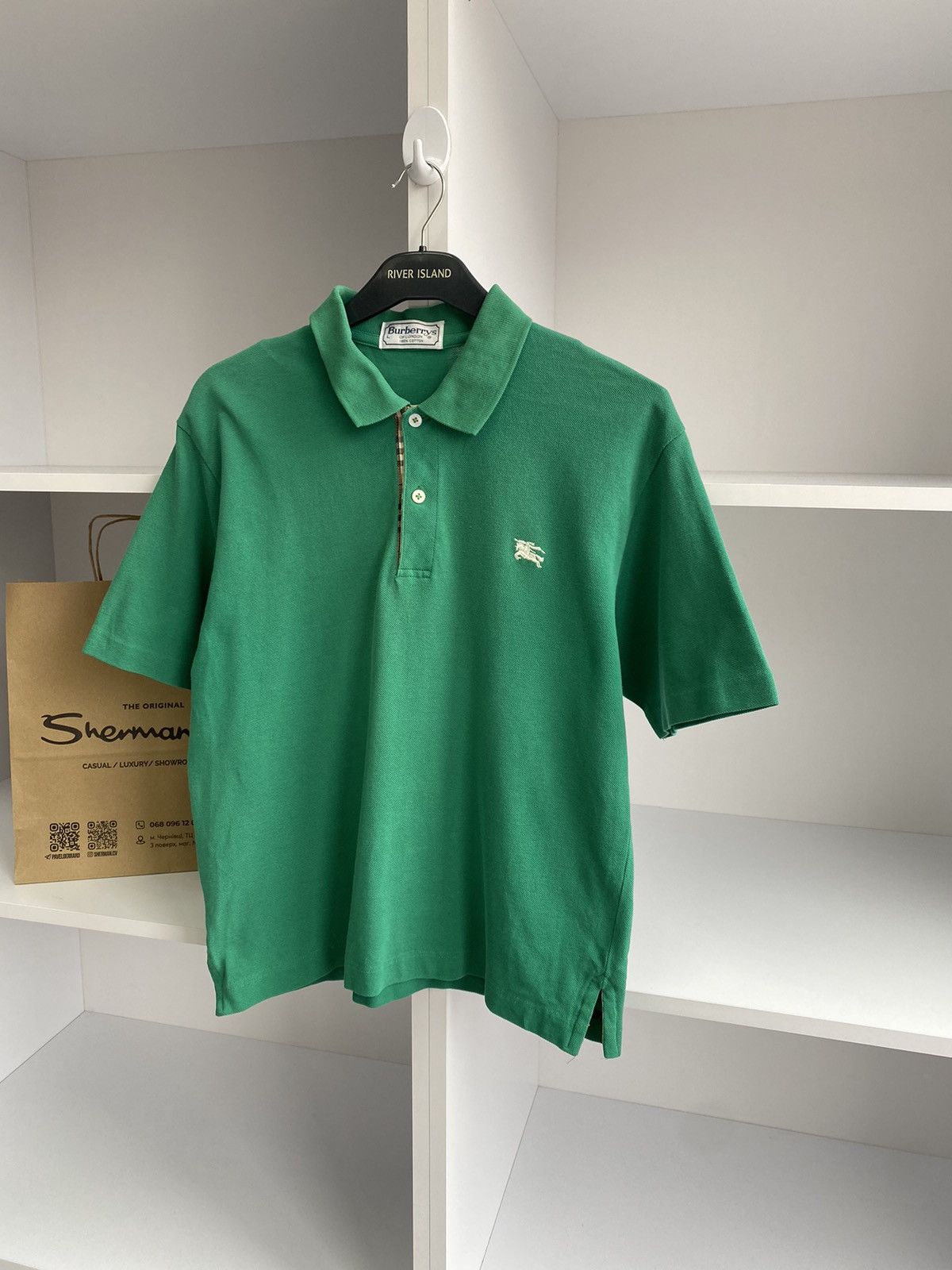 Burberry × Vintage Vintage Burberry Green Polo T-Shirt Size US S / EU 44-46 / 1 - 4 Thumbnail