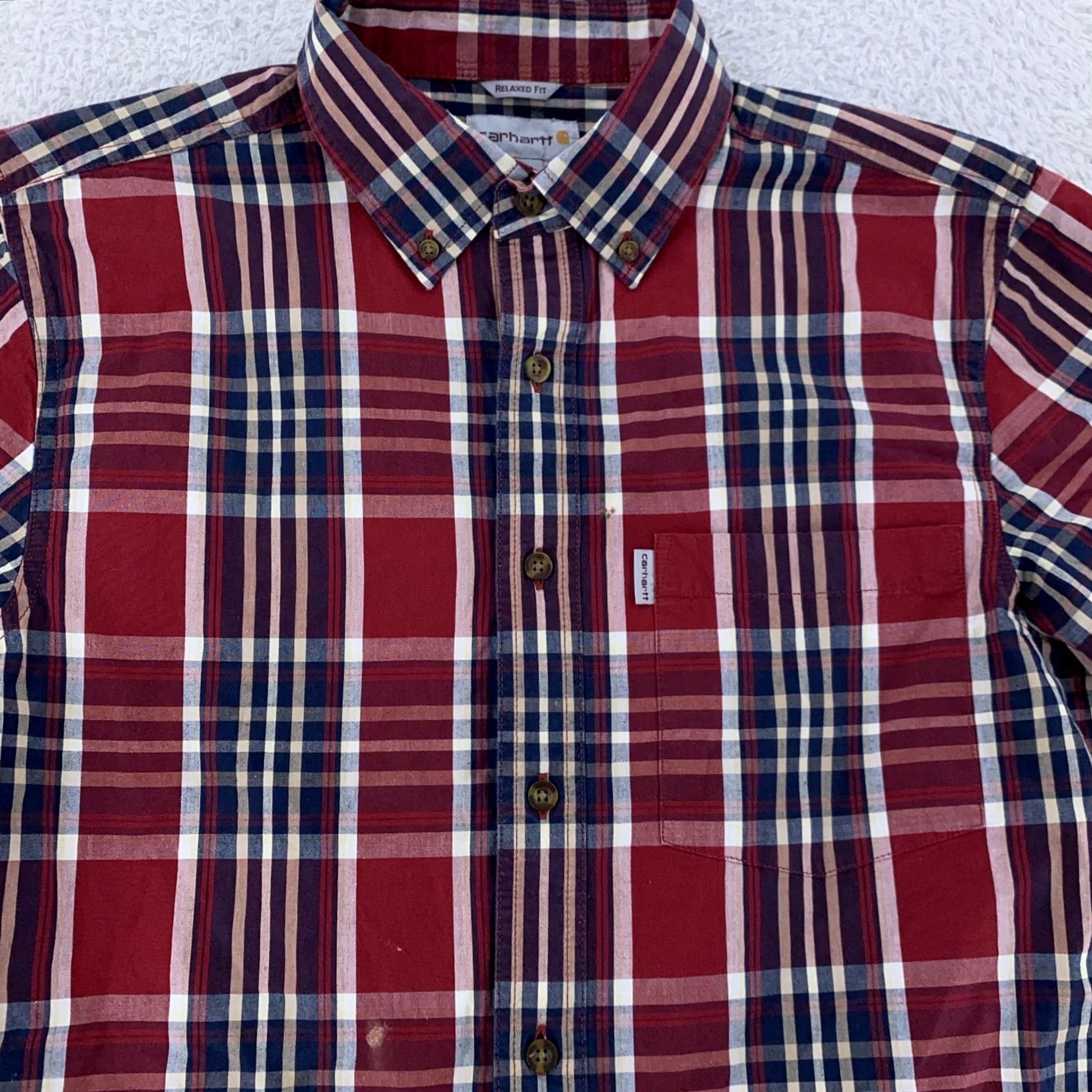 Carhartt Carhartt Shirt Mens M Red Plaid Button-Down Short Sleeve Relaxed Fit Button-Up Size US M / EU 48-50 / 2 - 2 Thumbnail