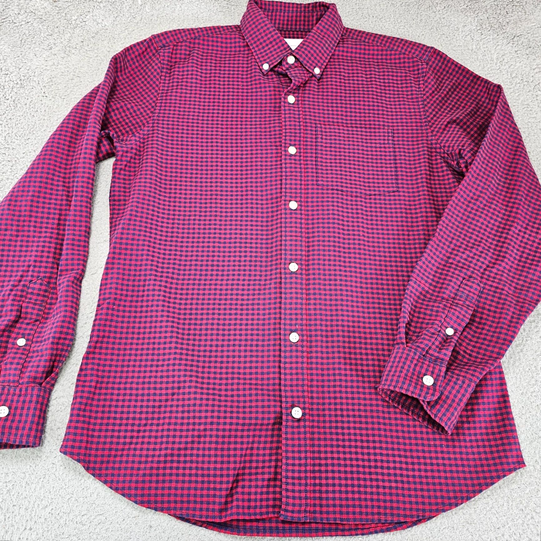 Gap GAP Shirt Mens Small Red Blue Check Knit Button Up Long Sleeve Preppy Size US S / EU 44-46 / 1 - 2 Thumbnail