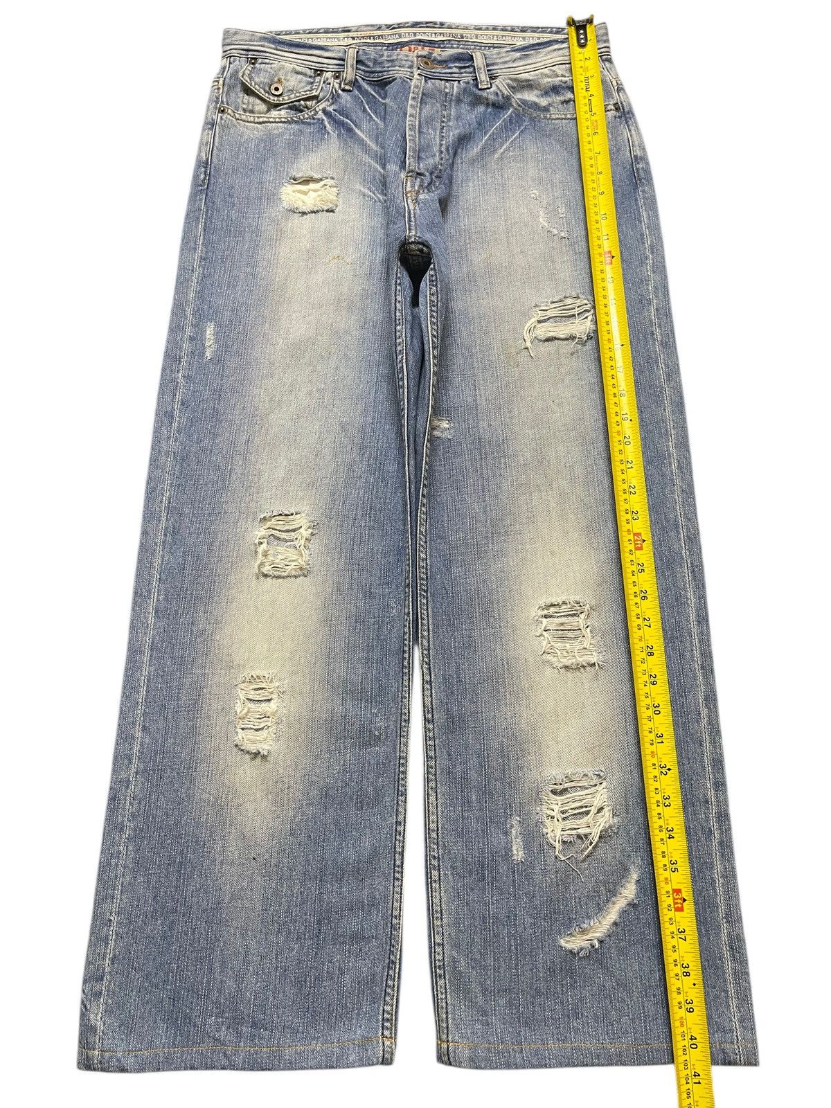 Dolce & Gabbana Vintage Dolce & Gabbana Blue Faded Wash Distressed Baggy Size US 34 / EU 50 - 15 Thumbnail