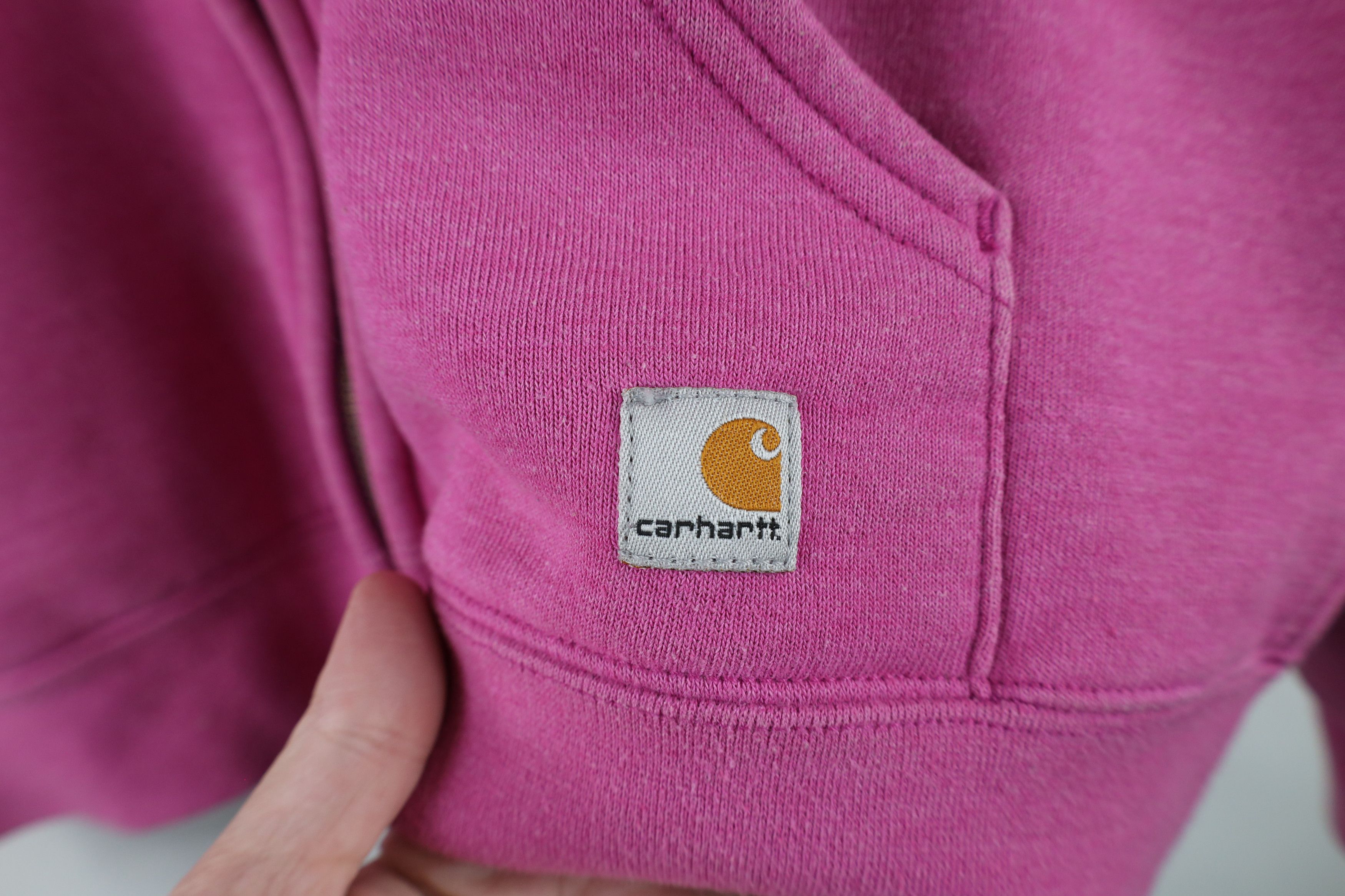 Carhartt × Vintage Vintage Carhartt Spell Out Full Zip Hoodie Sweatshirt Pink Size L / US 10 / IT 46 - 4 Thumbnail