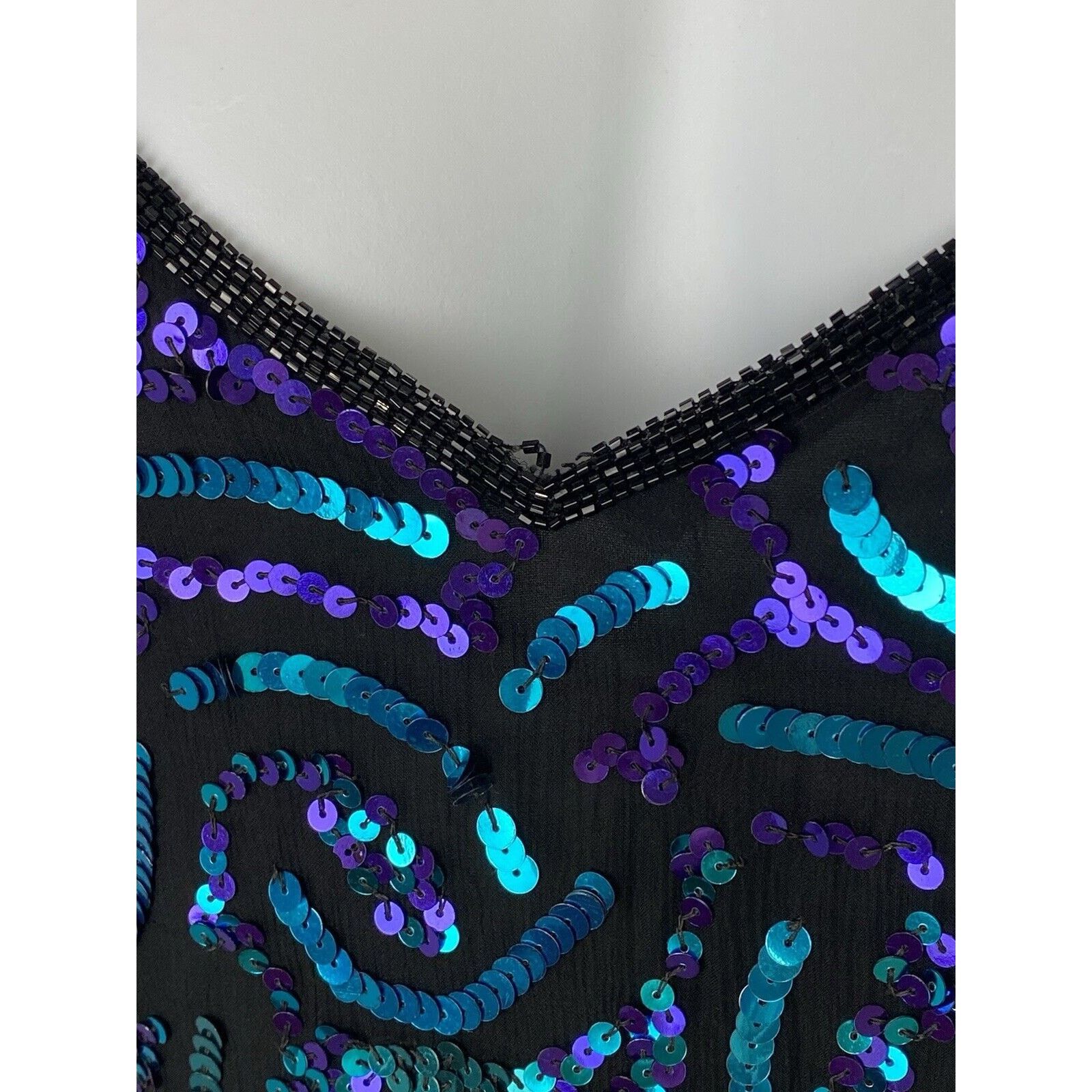 Other VTG Scala Beaded Silk Sequin Dress Purple Teal swirl Size XL / US 12-14 / IT 48-50 - 5 Thumbnail