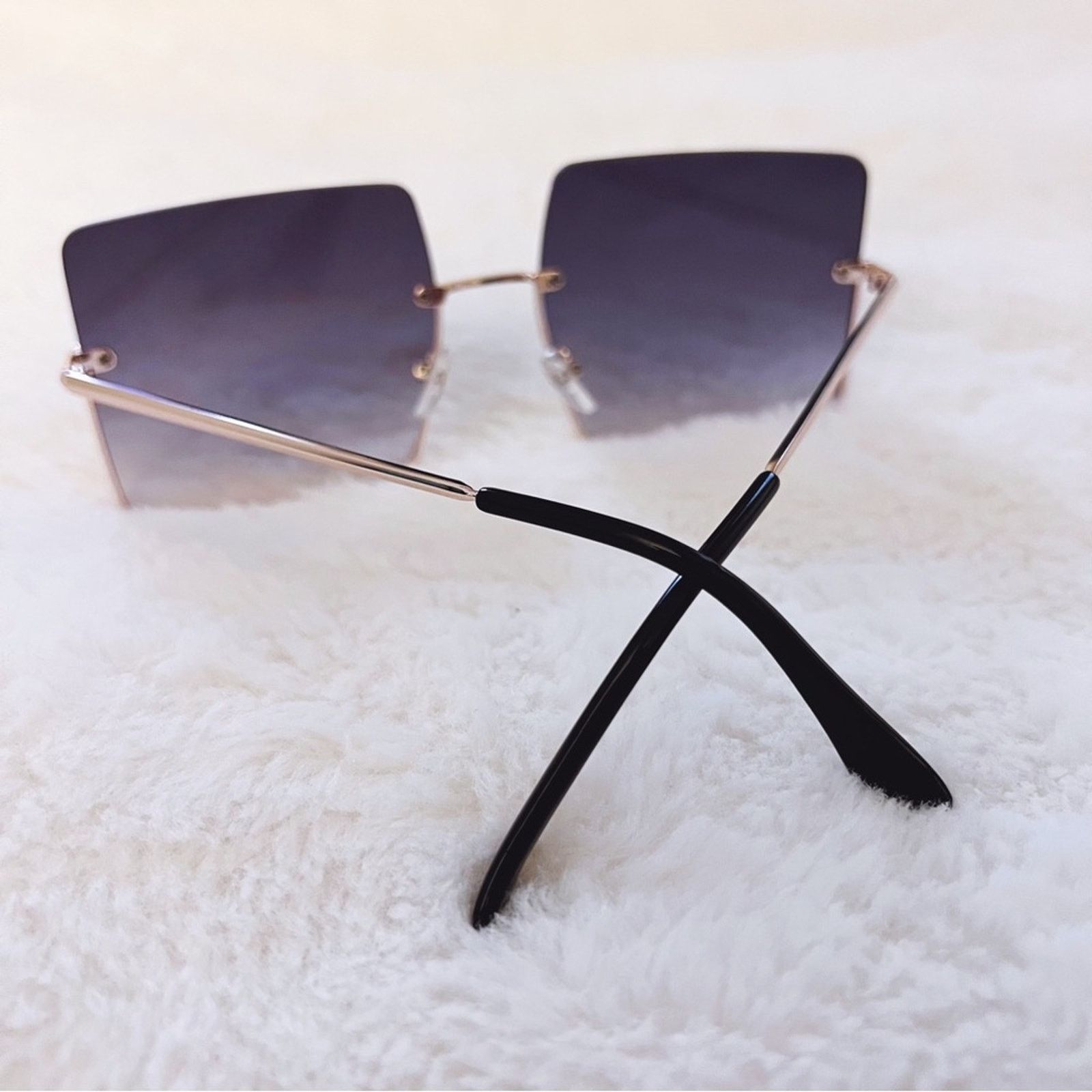 Other Blair Black Modern Rectangle Half Rim Sunglasses Size ONE SIZE - 7 Thumbnail