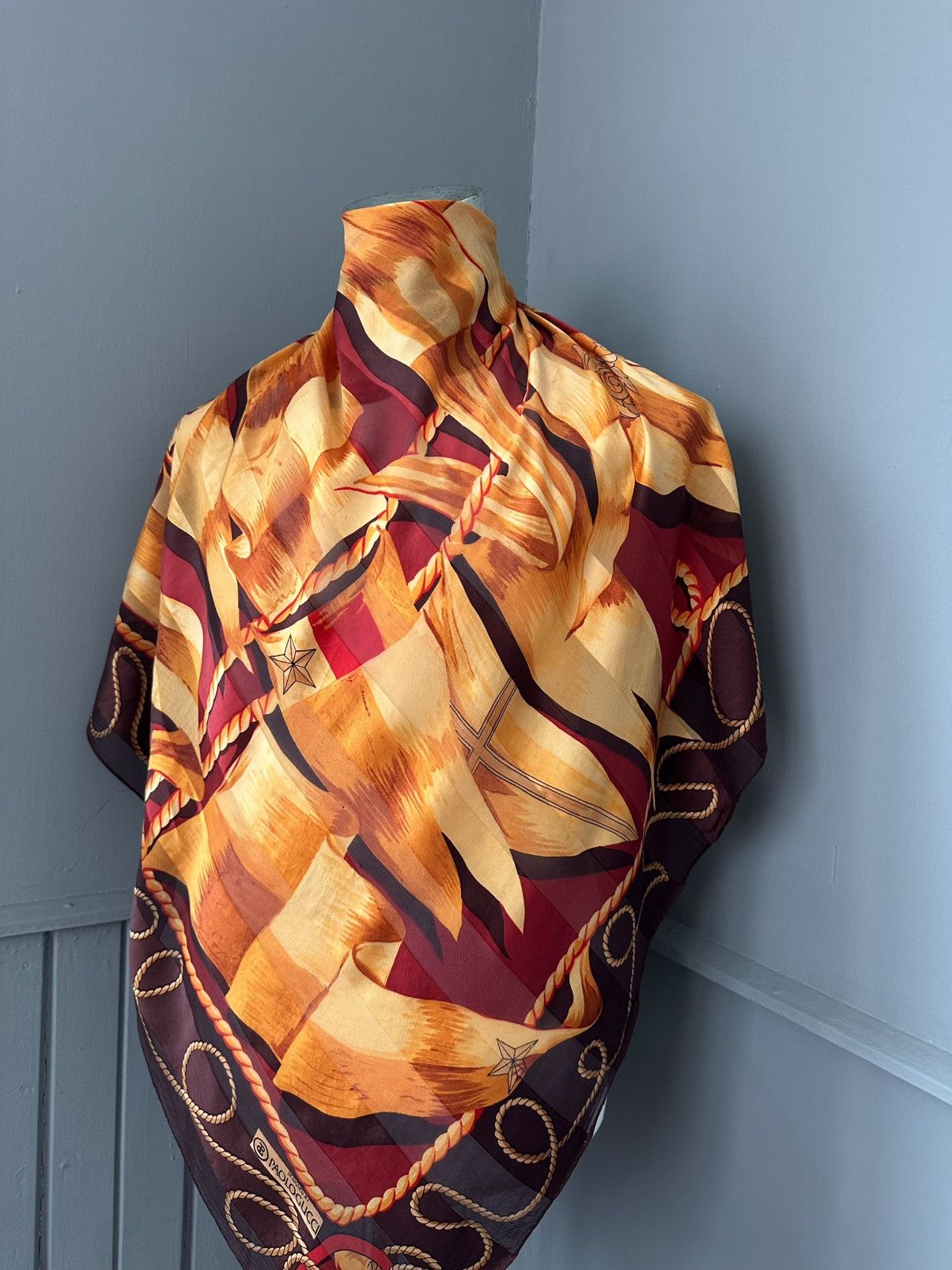 Paolo Gucci Vintage Paolo Gucci Silk Nautical Rope Flag Scarf Size ONE SIZE - 3 Thumbnail