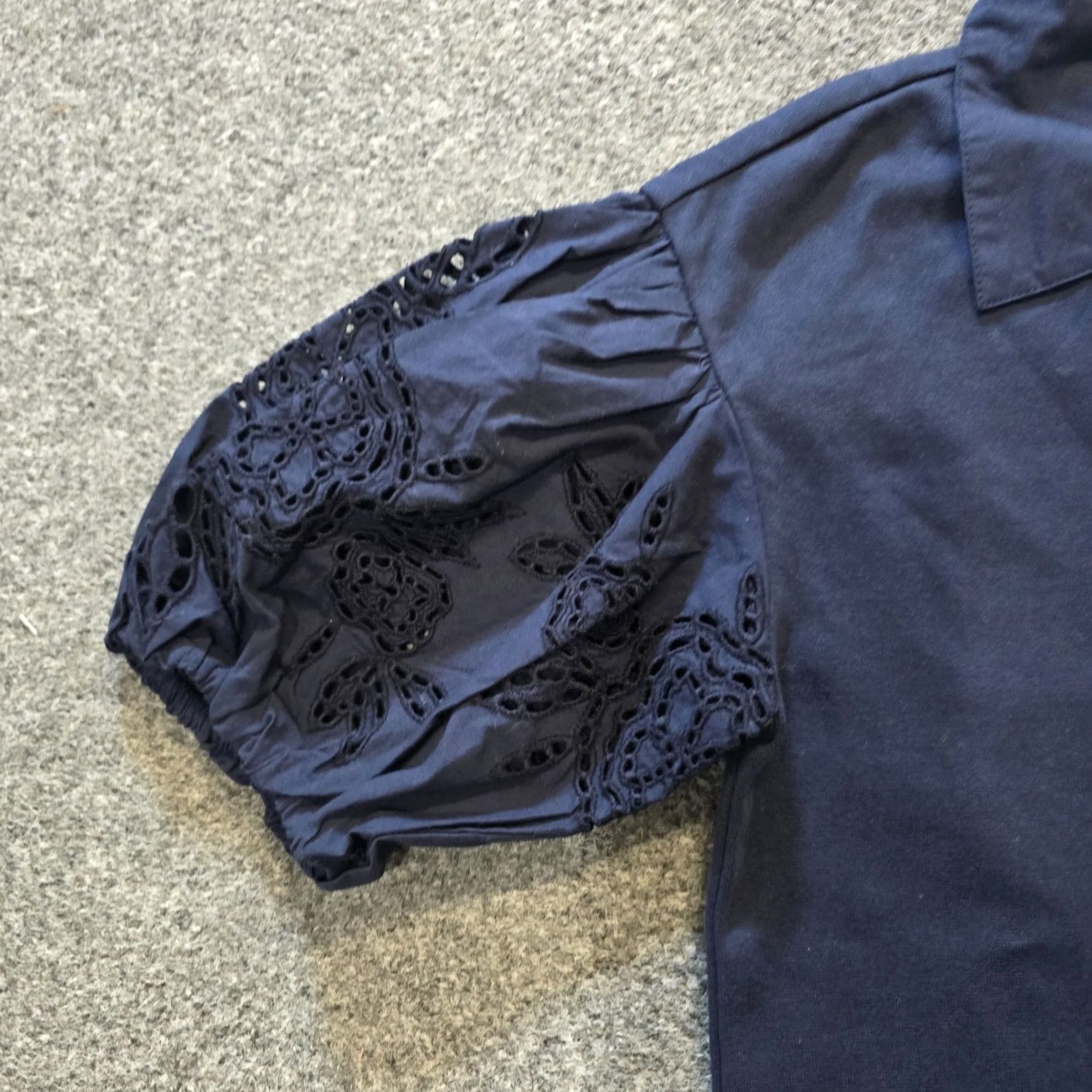 Tanya Taylor Tanya Taylor Top Womens 2XS Blue Eyelet Lace Puff Sleeve Collared Capsule Casual Blouse Knit Cotton Size XXS / US 00 / IT 34 - 3 Thumbnail