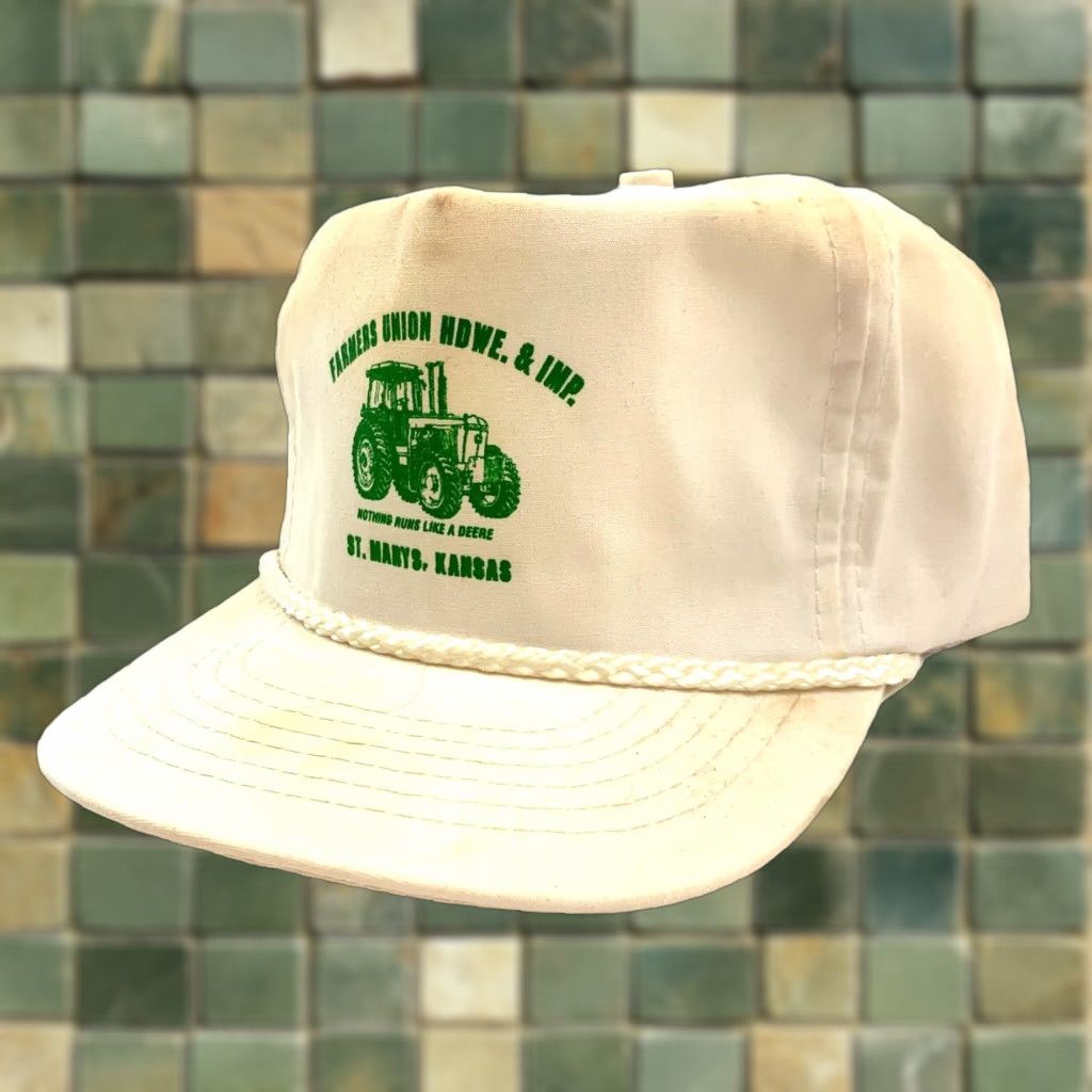 Vintage VINTAGE Farmers Union HDWE. & IMP. Polycotton White Snapback Trucker Hat Cap Mens One Size White Cute Clean-? Size ONE SIZE - 1 Thumbnail