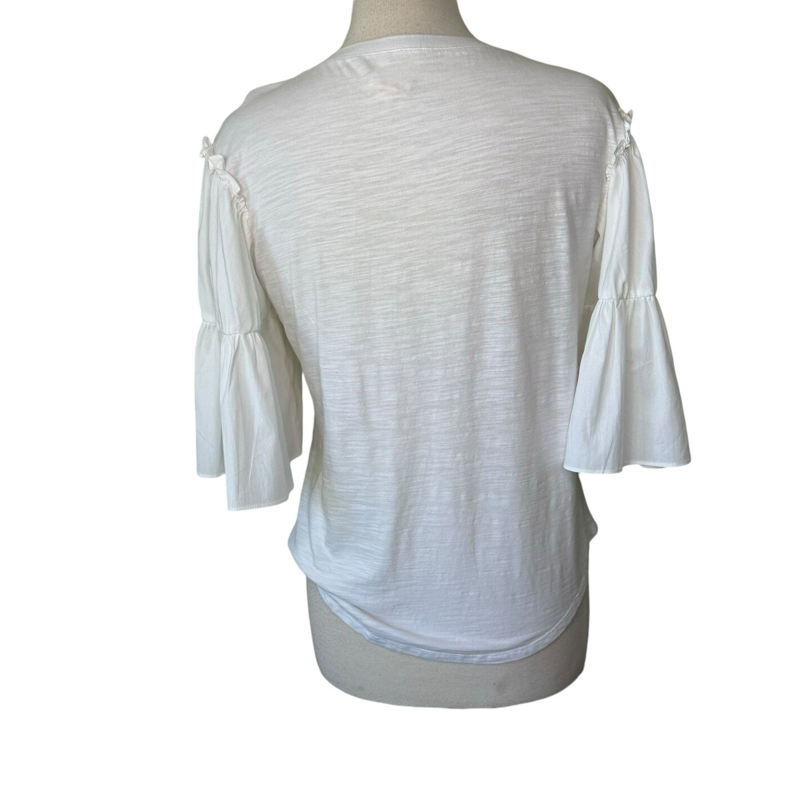 Cinq a Sept CINQ A SEPT Hailey Ruffle Top White Size Small 100% Cotton Size S / US 4 / IT 40 - 3 Thumbnail