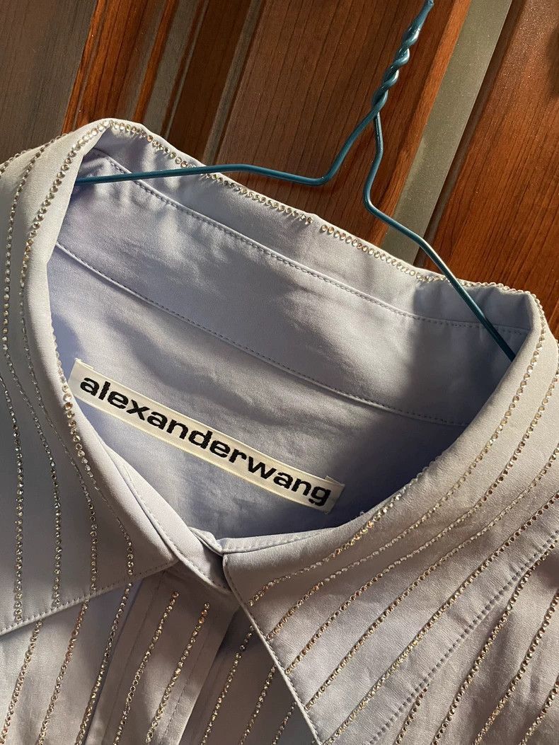 Alexander Wang Alexanderwang Crystal Embellished Long Sleeve Shirt- Size S / US 4 / IT 40 - 3 Thumbnail
