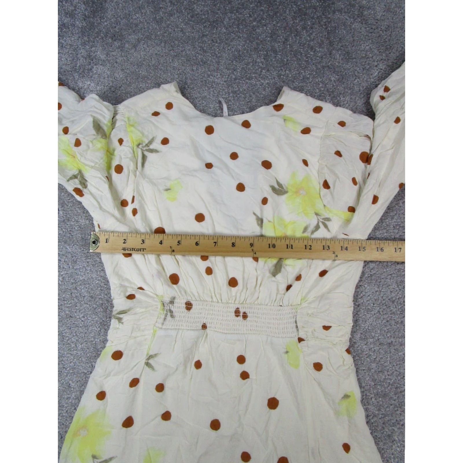 Free People Free People Womens Dress Small Beige Red Yellow Floral Blouson Size S / US 4 / IT 40 - 6 Thumbnail