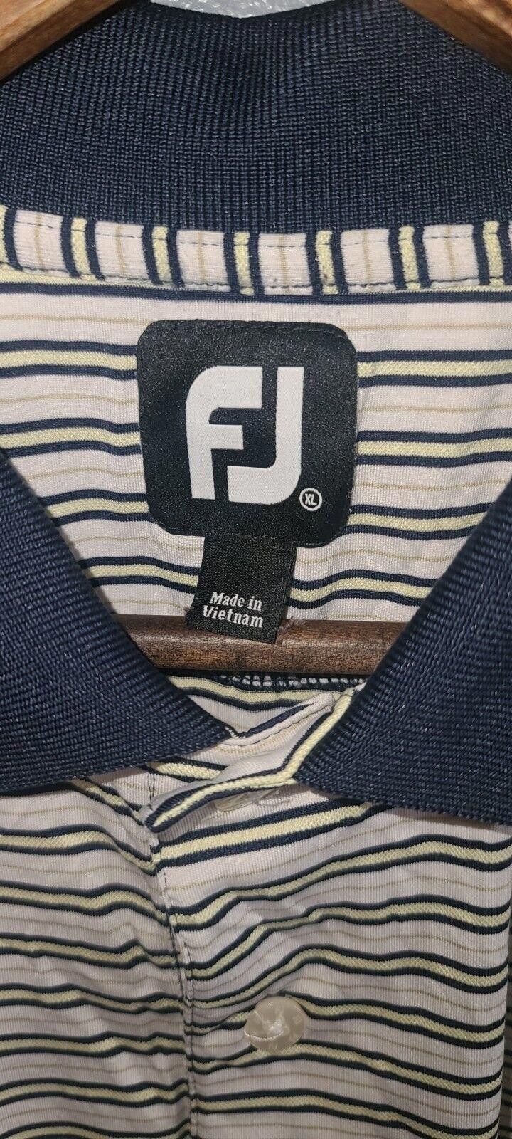 Designer FJ FOOTJOY Men's Golf Polo Shirt XL White Blue Striped Size US XL / EU 56 / 4 - 4 Thumbnail