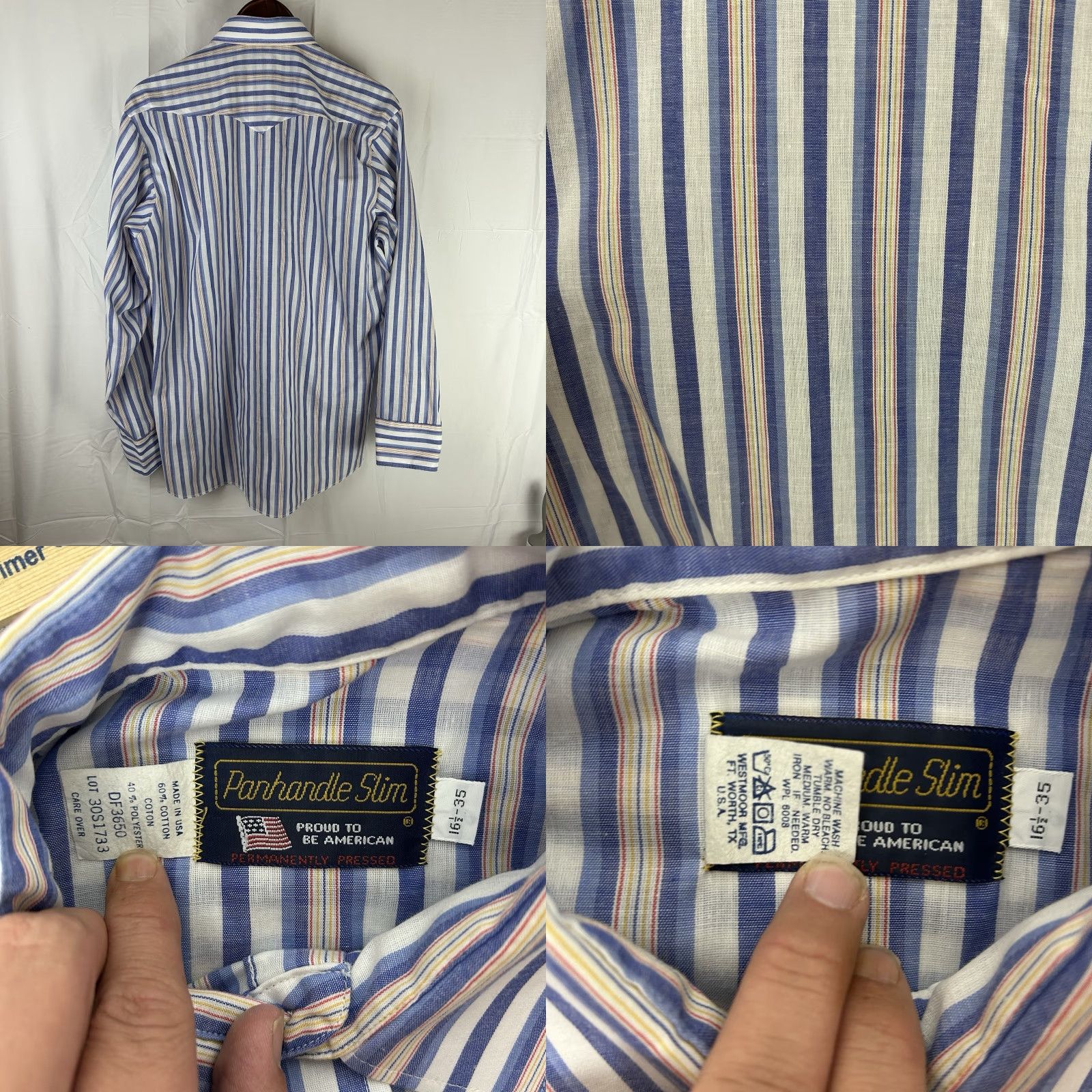 Vintage VINTAGE Panhandle Slim 16.5/35 Blue White Stripe Western Cowboy Pearl Snap Shirt Size US XL / EU 56 / 4 - 8 Thumbnail