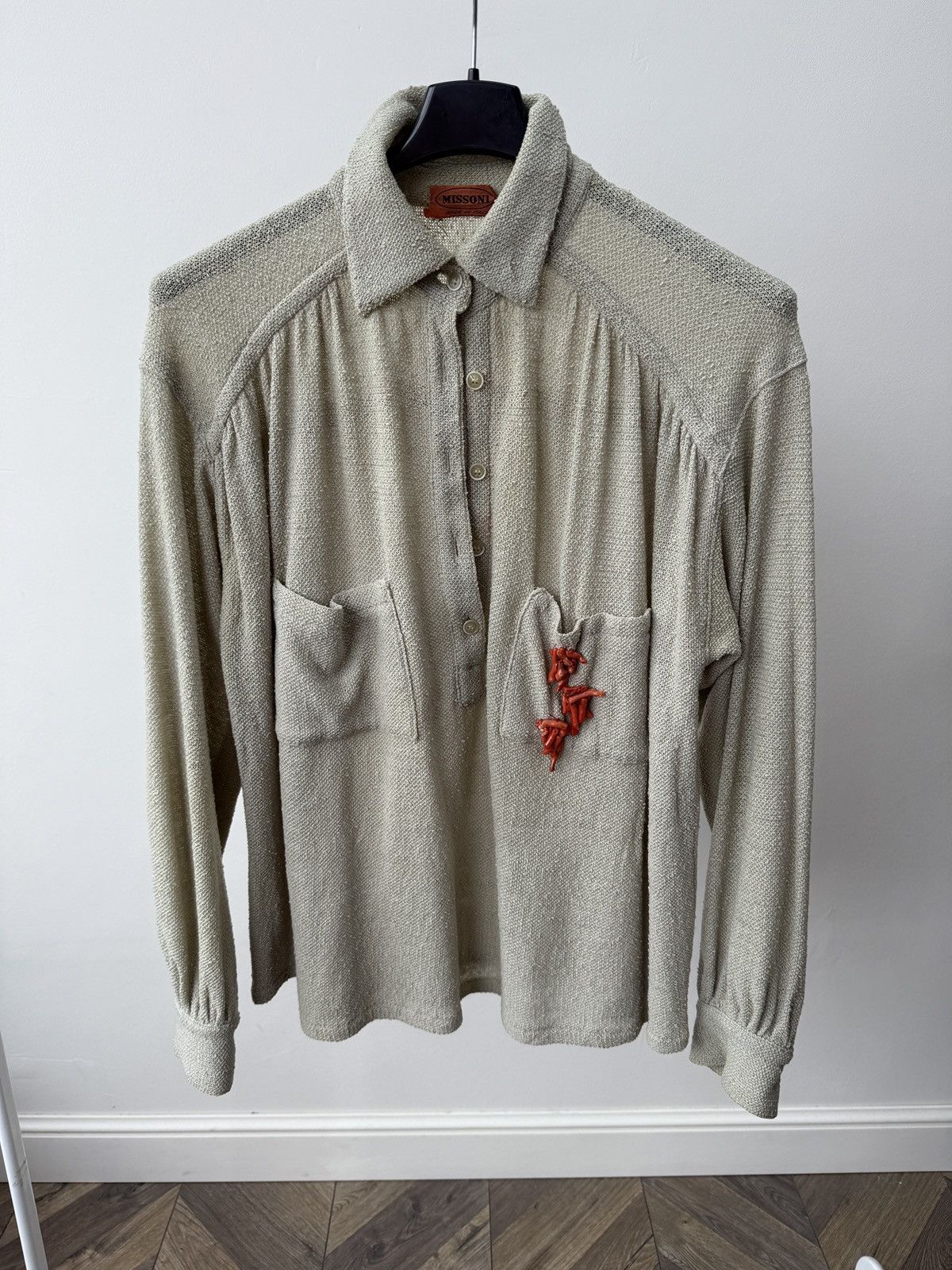 Missoni Vintage Missoni Made in Italy Knit Coral Detail Button Up Size M / US 6-8 / IT 42-44 - 1 Thumbnail