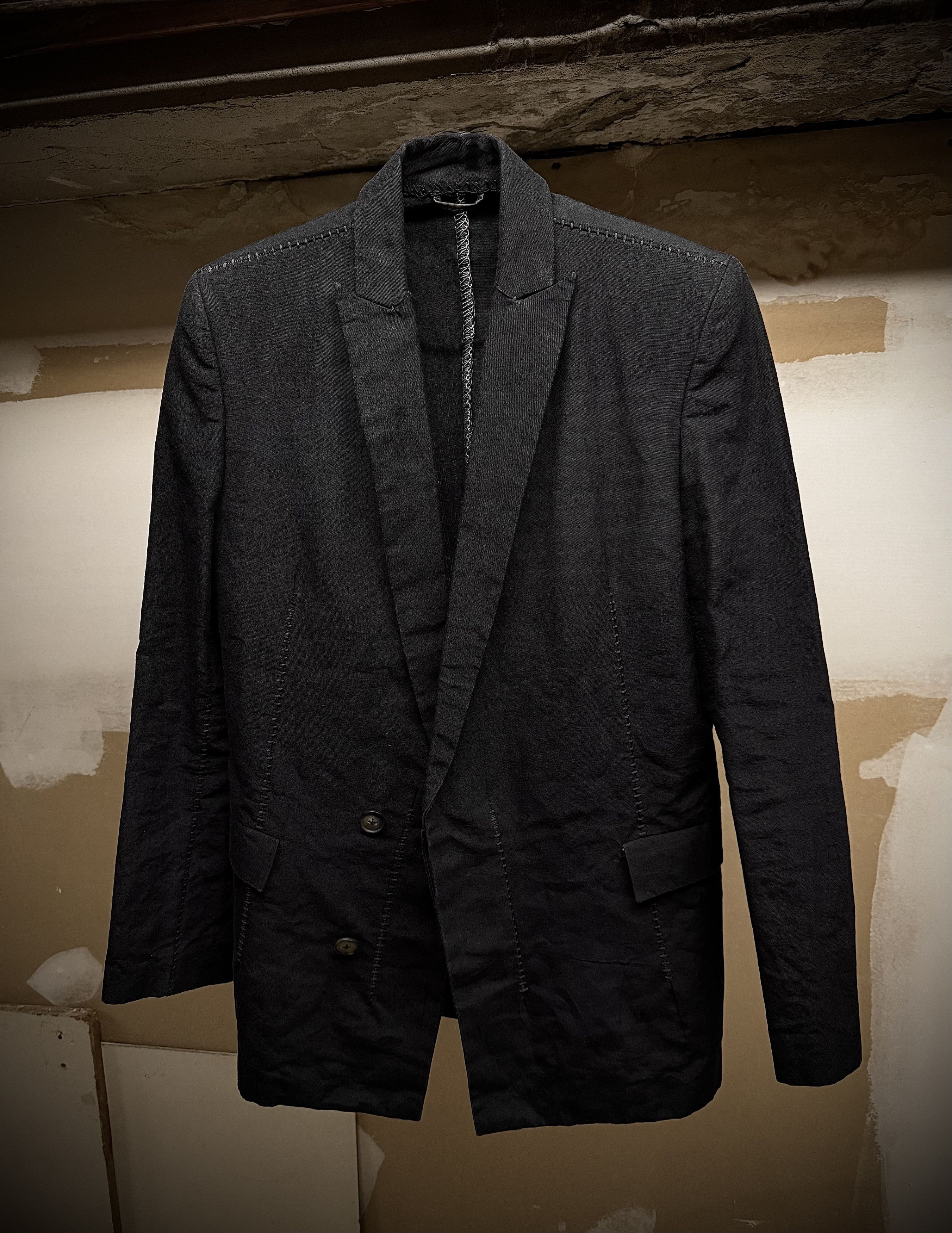 Leopold Bossert Leopold Bossert SS17 Selvedge Overlock Peak Lapel Linen Rami Size US S / EU 44-46 / 1 - 1 Thumbnail