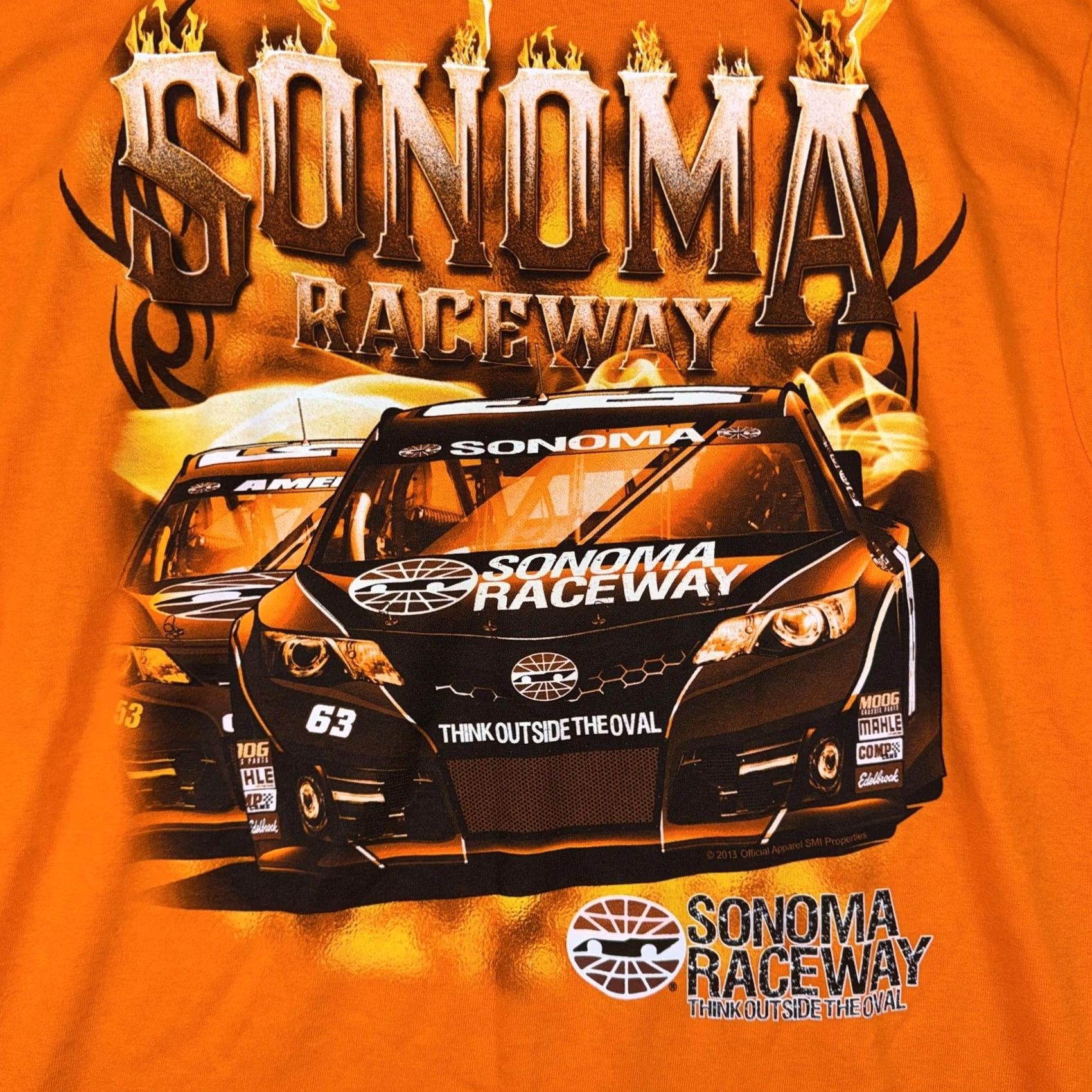 Anvil Sonoma Raceway Shirt Mens XL Orange Race Cars Graphic Tee Anvil Flames Size US XL / EU 56 / 4 - 5 Thumbnail