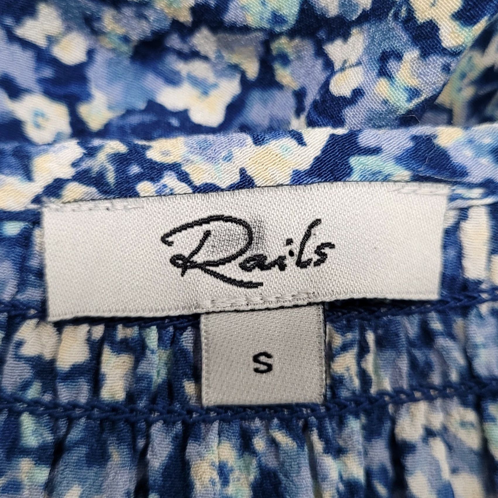 Rails Rails Blue Floral Eliza Chrysanthemum Dress 3/4 Sleeve Tie Waist Unlined Small S Size S / US 4 / IT 40 - 3 Thumbnail