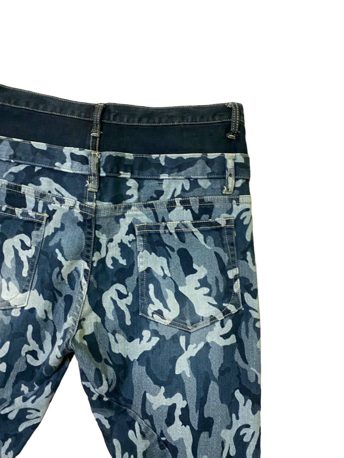 Japanese Brand Bit Blue Double Waist Camo style Baggy Denim Size US 32 / EU 48 - 12 Thumbnail