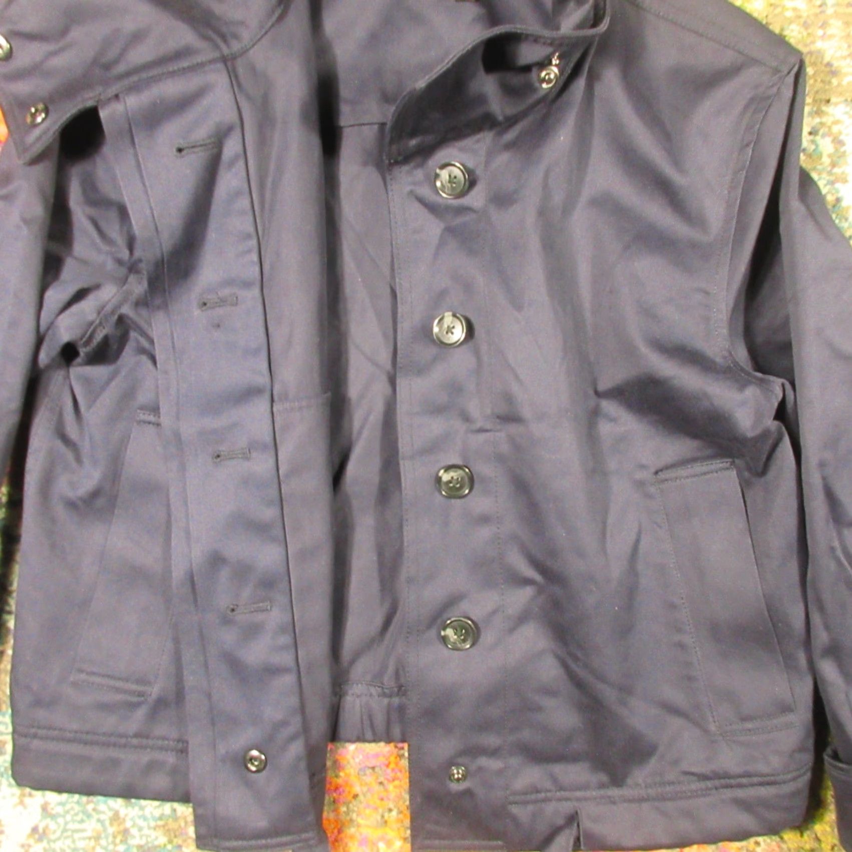 Banana Republic Banana Republic Blazer Jacket Womens Navy Cotton Canvas Short Sleeve Button Pockets City Classic Preppy Regular EUC Fall Winter Spring Size S / US 4 / IT 40 - 4 Thumbnail