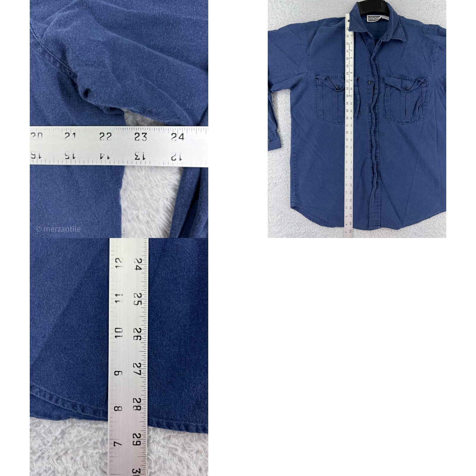 Vintage White Oak Shirt Men Large Blue Button Up Long Sleeve Pockets 100% Cotton Workwer Size US L / EU 52-54 / 3 - 9 Thumbnail