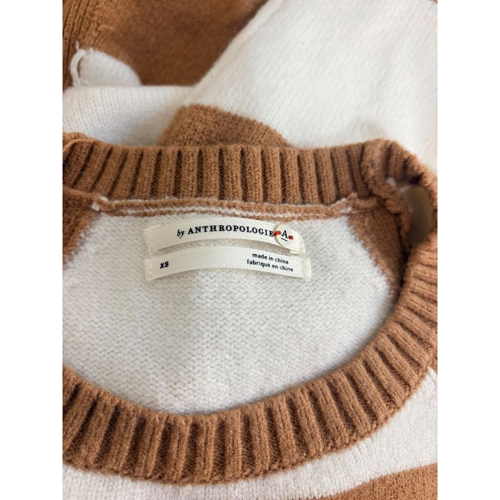Anthropologie Anthropologie Striped Sweater XS Camel Tan Ivory Cashmere Bl Size XS / US 0-2 / IT 36-38 - 3 Thumbnail