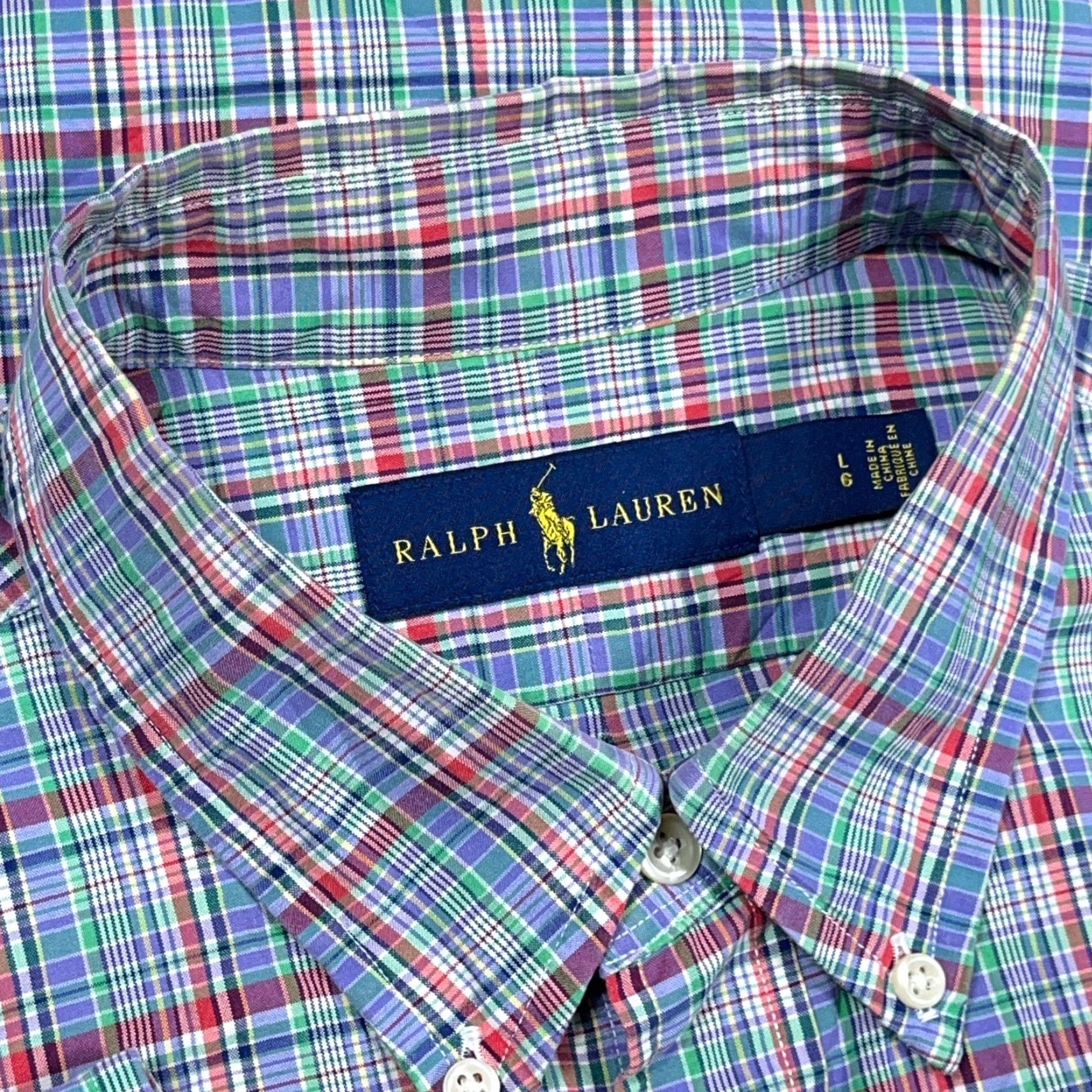 Ralph Lauren Ralph Lauren Shirt Men Large Blue Red Plaid Button Up Poplin Pony Dress Preppy Size 42R - 6 Thumbnail