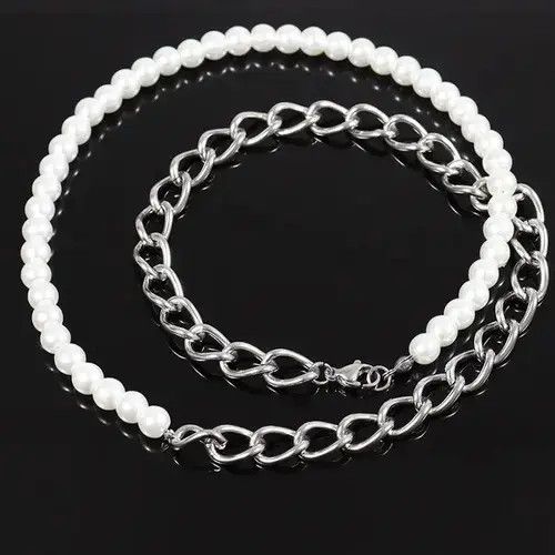 Jewelry Imitation Pearl Chain Men Necklace Size ONE SIZE - 2 Thumbnail