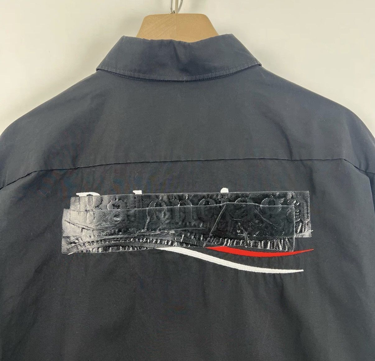 Balenciaga Balenciaga Black Vinyl Embroidered Coke Shirt K12 Size US L / EU 52-54 / 3 - 7 Thumbnail