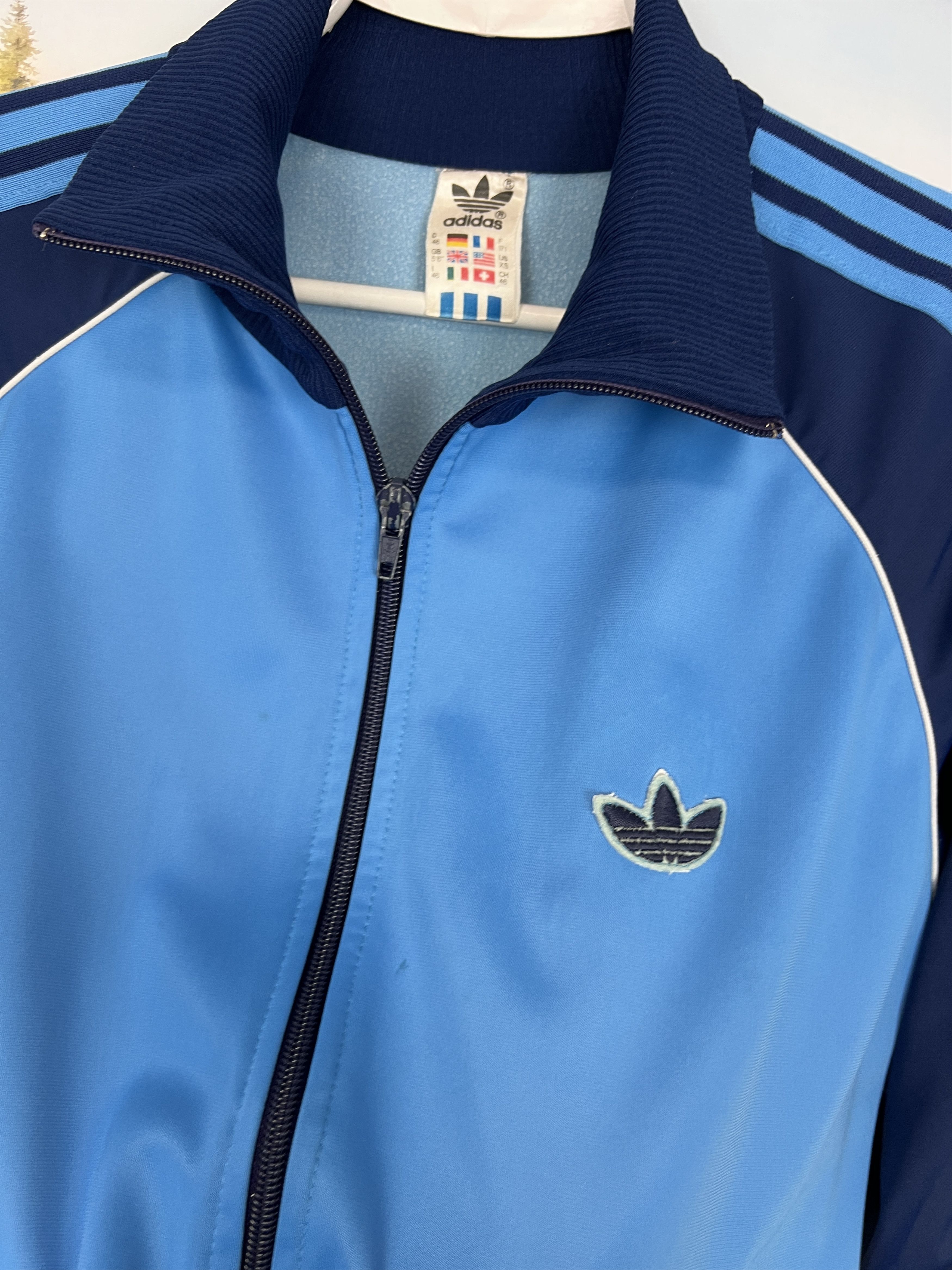Adidas Vintage 80's West Germany Blue Nylon Jacket Track Top Size M / US 6-8 / IT 42-44 - 5 Thumbnail