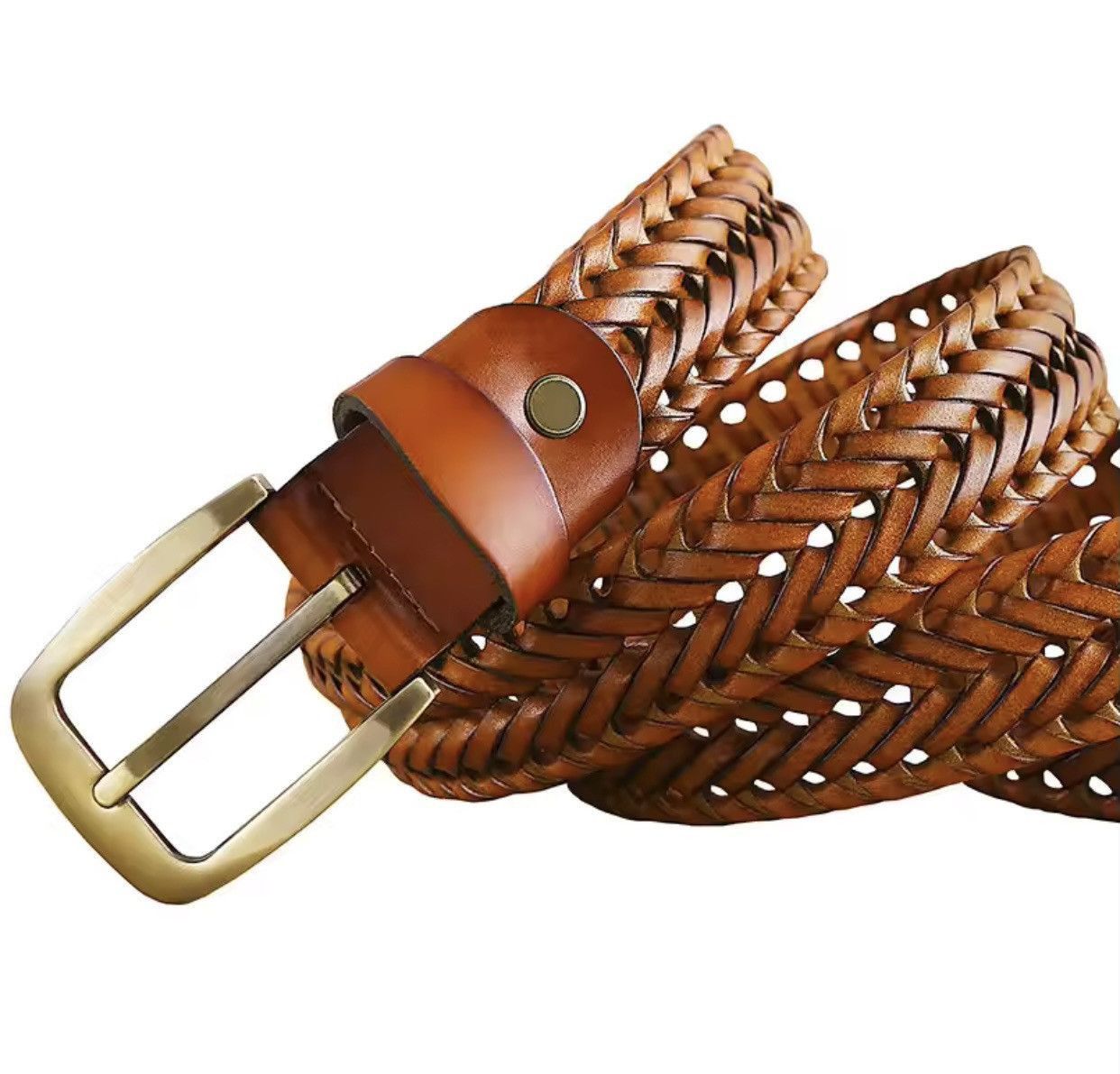 Leather × Vintage Braided belt cow skin with faux leather waist strap Size ONE SIZE - 5 Thumbnail