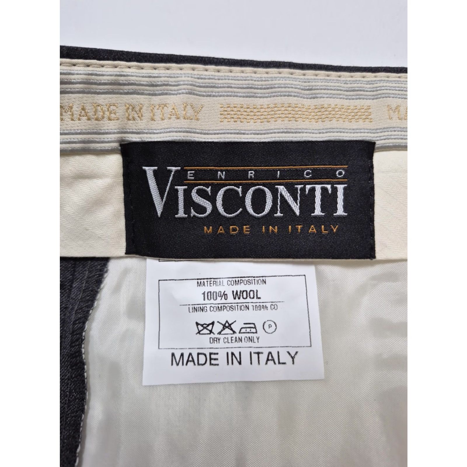 Vintage Enrico Visconti Dress Pants Mens 42x36 Gray Wool Straight Italy Flat Front Size US 42 / EU 58 - 5 Thumbnail