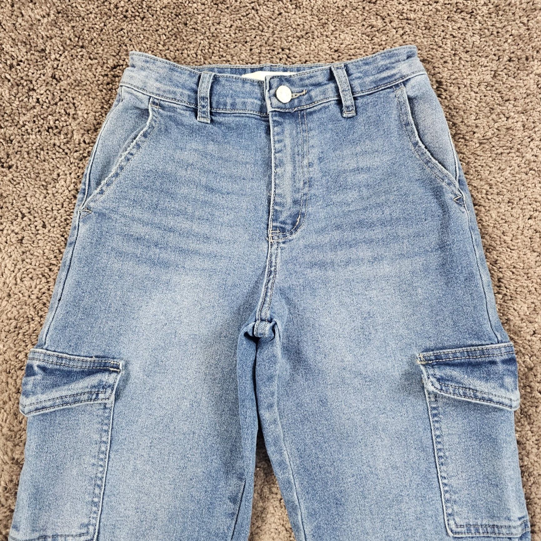 Vintage VINTAGE KanCan Women's Jeans Bootcut High Rise Cargo Light Wash 23x31 Denim Stretch Size 25" / US 0 / IT 36 - 2 Thumbnail