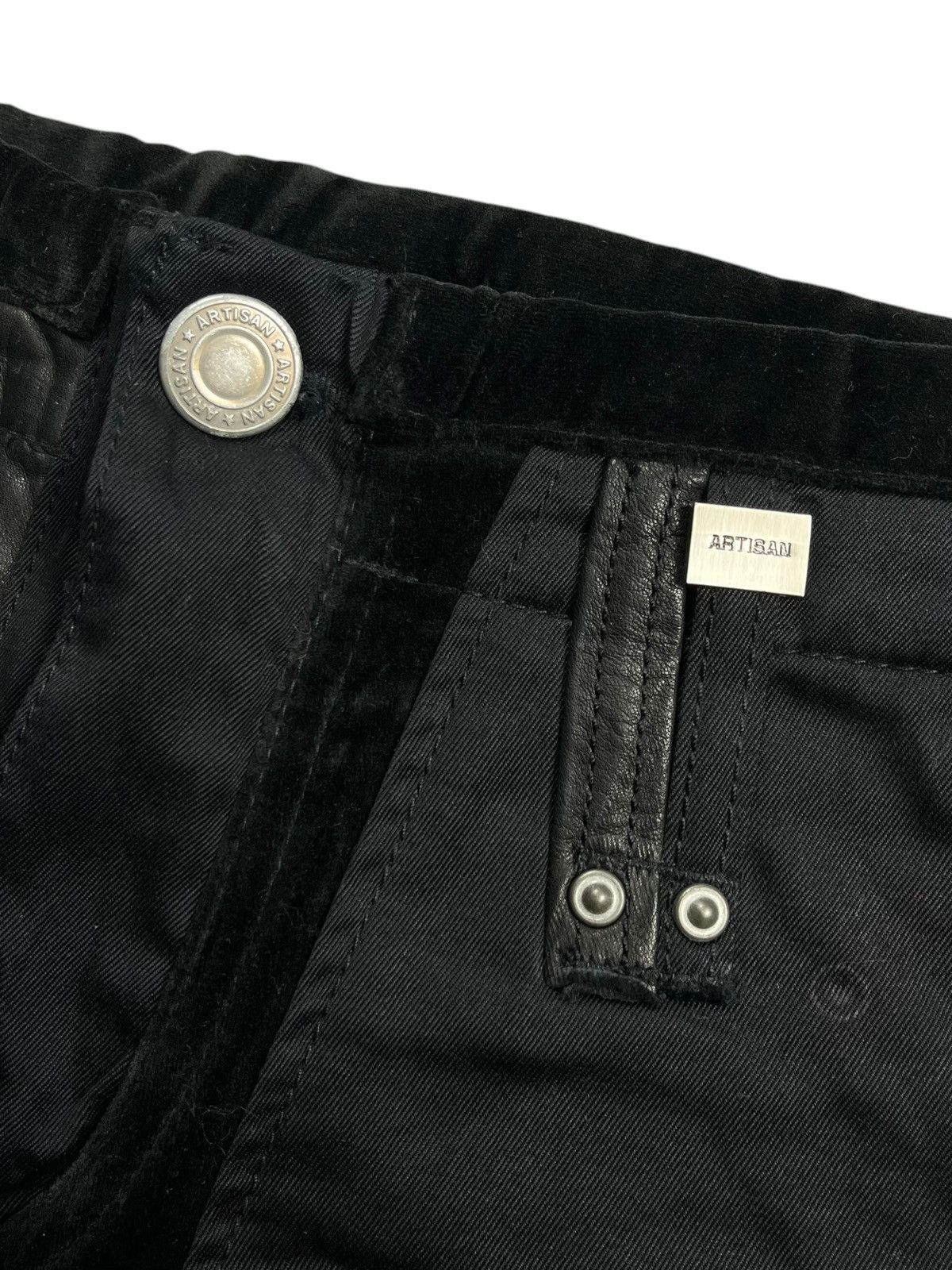 14th Addiction 2005 Artisan - Riri Zips Bad Boy Mix Velour Biker Pants Size US 30 / EU 46 - 4 Thumbnail
