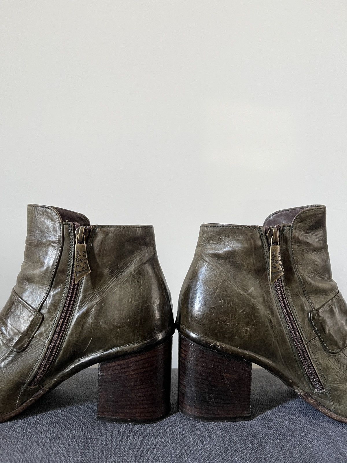 A.S.98 La Bottega di Lisa Ancle Avant Garde Green Leather Boots Size US 9 / IT 39 - 14 Thumbnail