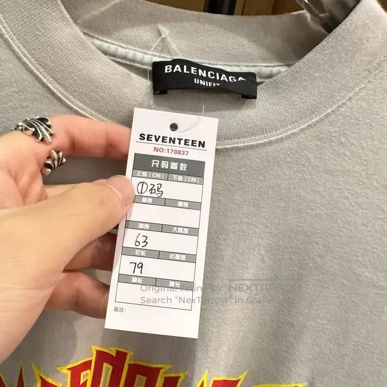 Balenciaga Balenciaga Gray Flame Spray Painted Distressed Short Sleev Size US S / EU 44-46 / 1 - 6 Thumbnail