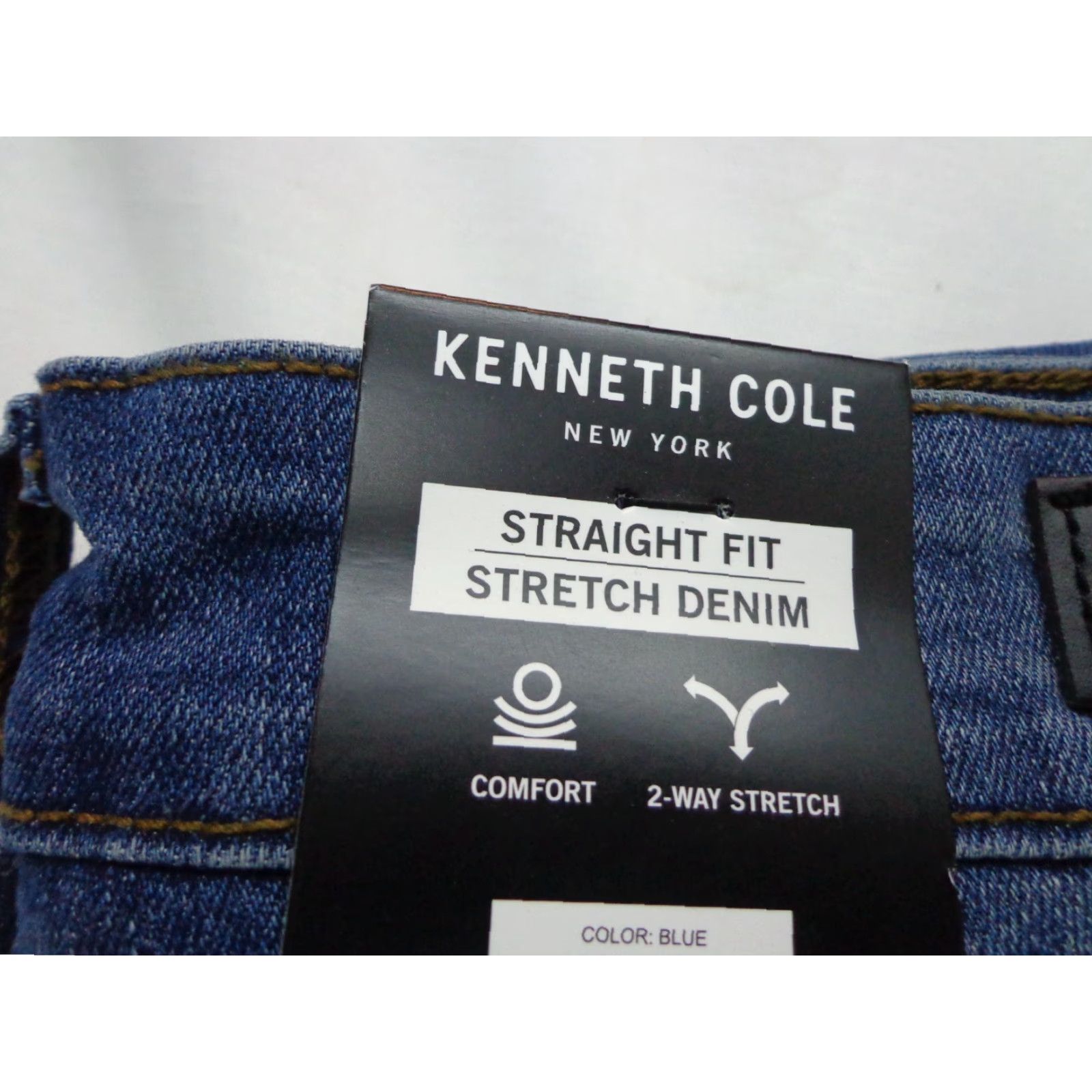 Kenneth Cole Kenneth Cole Jeans Mens 40 x 34 Straight Fit Stretch Denim Blue Regular 2 Way Stretch Denim Casual Travel Size US 40 / EU 56 - 2 Thumbnail