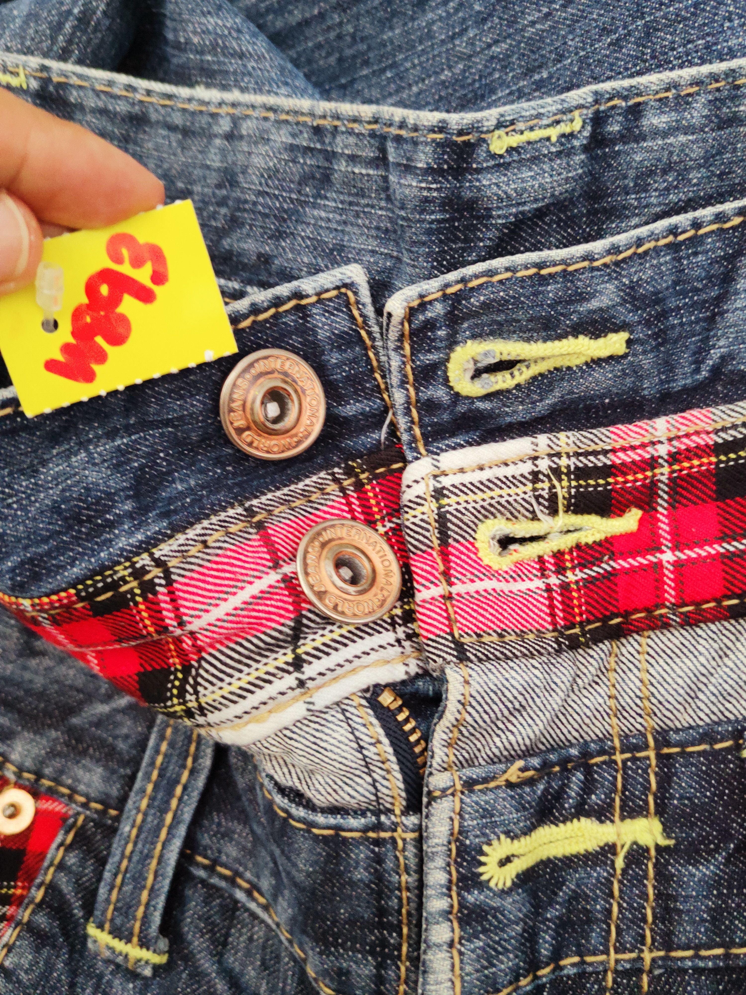 Japanese Brand Japan double waist checkered Distressed Ripped Jeans #W893 Size US 32 / EU 48 - 15 Thumbnail