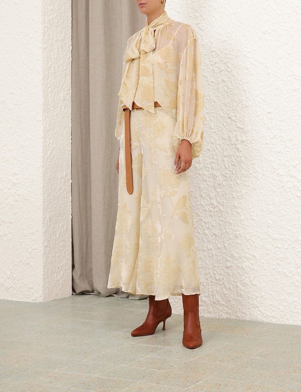 Zimmermann oc11z1025 Burnout Blouse in Cream Size L / US 10 / IT 46 - 8 Thumbnail