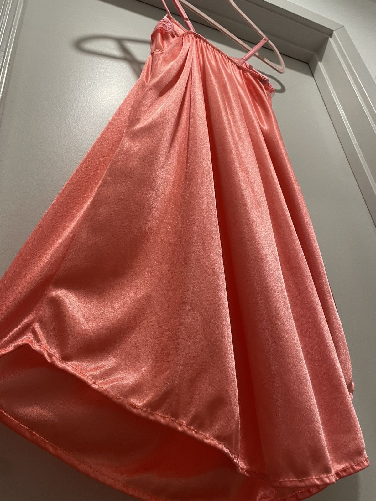 Vintage VTG Coquette Coral Pink Lace Spaghetti Strap Cami Slip Dress Size S / US 4 / IT 40 - 15 Thumbnail