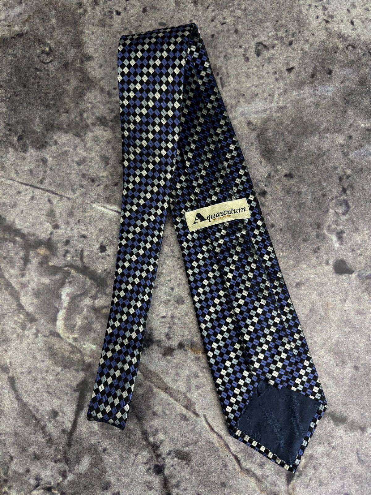 Aquascutum Aquascutum London Silk Tie Geometric Check Pattern Size ONE SIZE - 6 Thumbnail