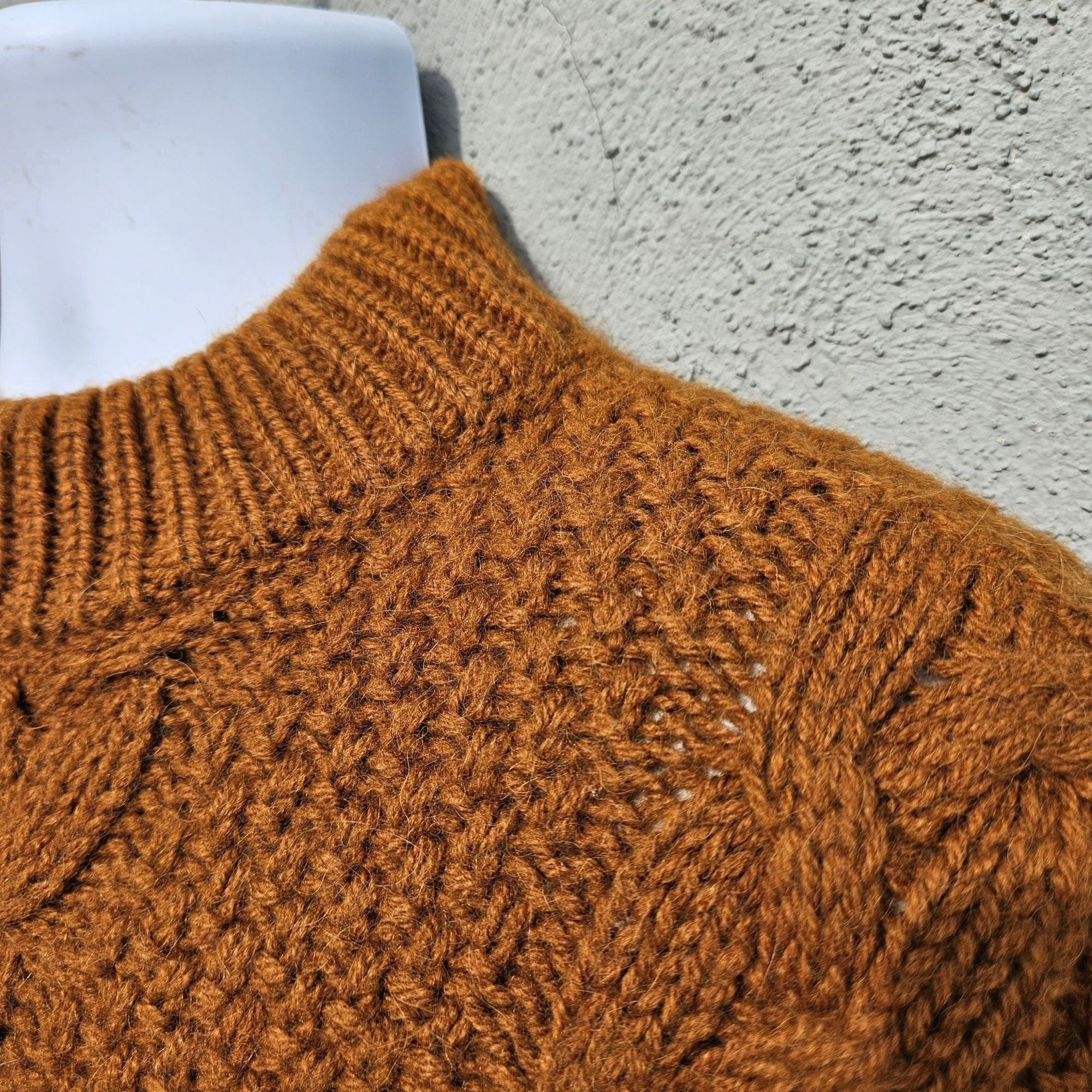Vintage Stefanel Italy Vintage 80s Wool Alpaca Cable Knit Ochre Pull Size US XL / EU 56 / 4 - 7 Thumbnail