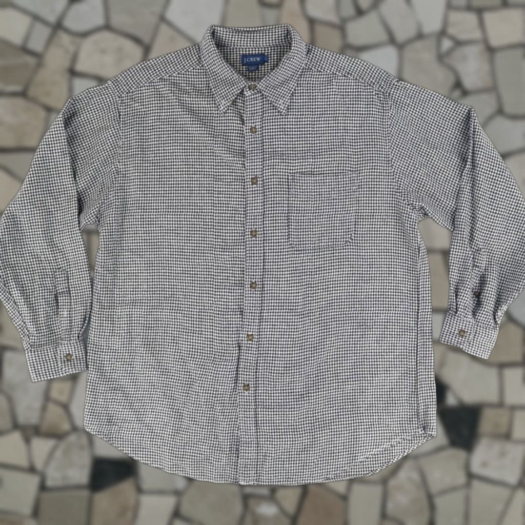 Vintage J Crew Shirt Gray Mens L Flannel Pocket Houndstooth Cotton Solid Size US L / EU 52-54 / 3 - 1 Thumbnail